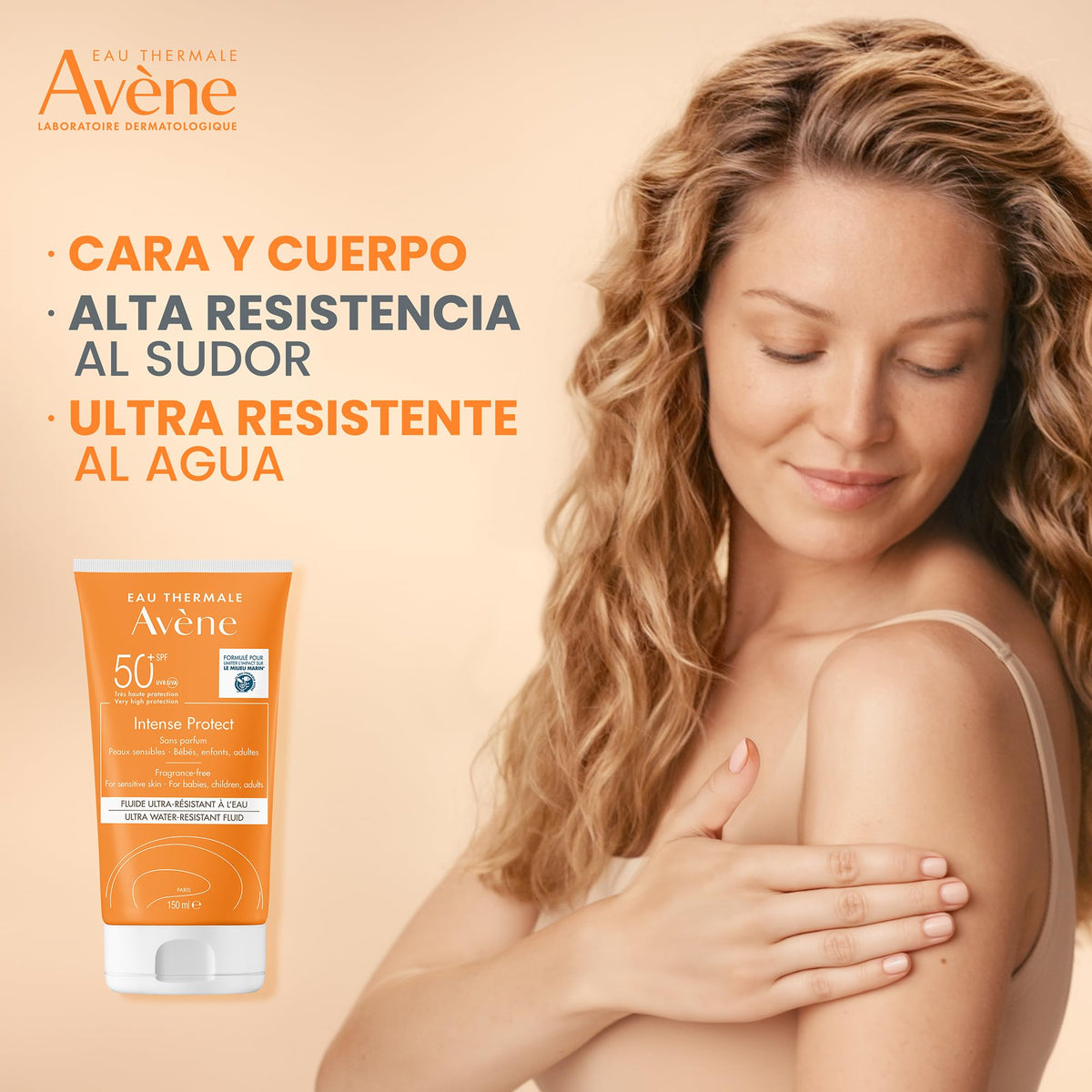 Protector Solar Facial y Corporal Avene Ultra Resistente al Agua FPS 50+ con TriAsorB para Piel Normal