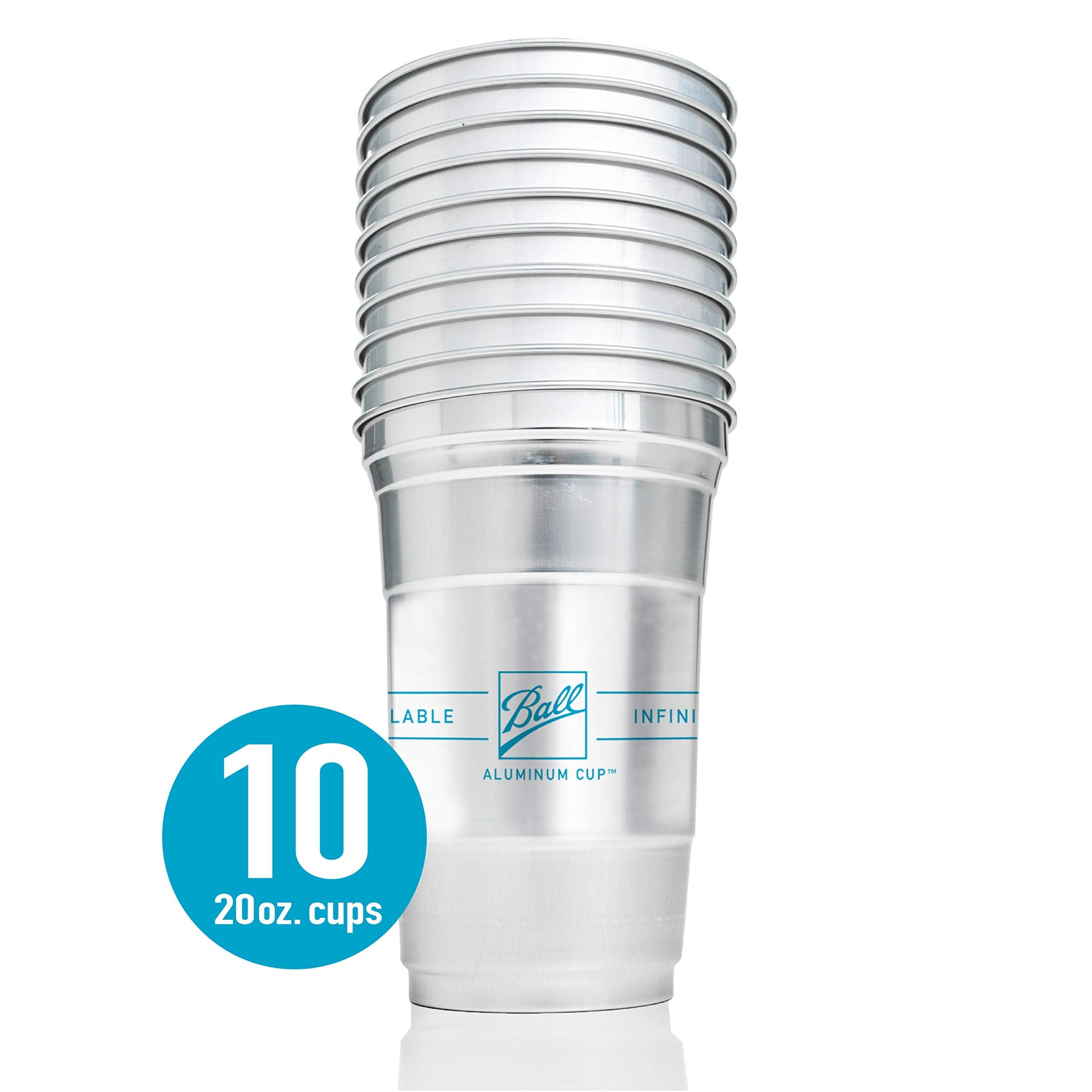 Ball - Taza de aluminio reciclable para fiesta, 20 onzas Taza, 10 tazas por paquete
