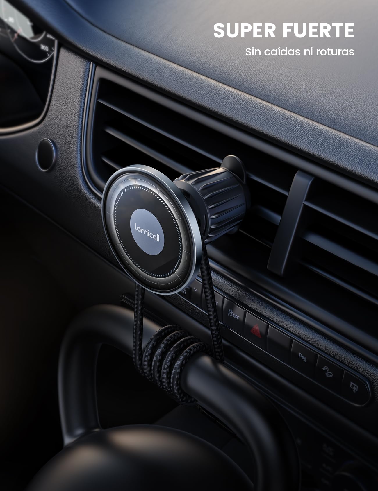 Lamicall Soporte Celular Auto para Magsafe- [Diseño Único de Panel de Cristal HD] Magnetic Porta Celular para Auto, Base para Celular Corro para iPhone 16 15 14 13 12 Pro MAX Mini, All Celular