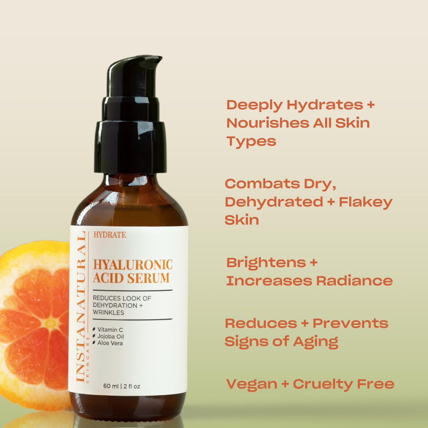 InstaNatural Hyaluronic Acid & Vitamin C Anti Aging Serum for Face, 2 fl. oz.