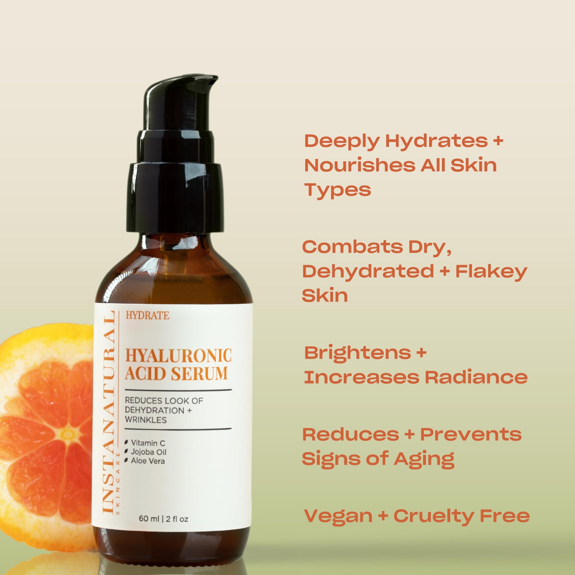 InstaNatural Hyaluronic Acid & Vitamin C Anti Aging Serum for Face, 2 fl. oz.