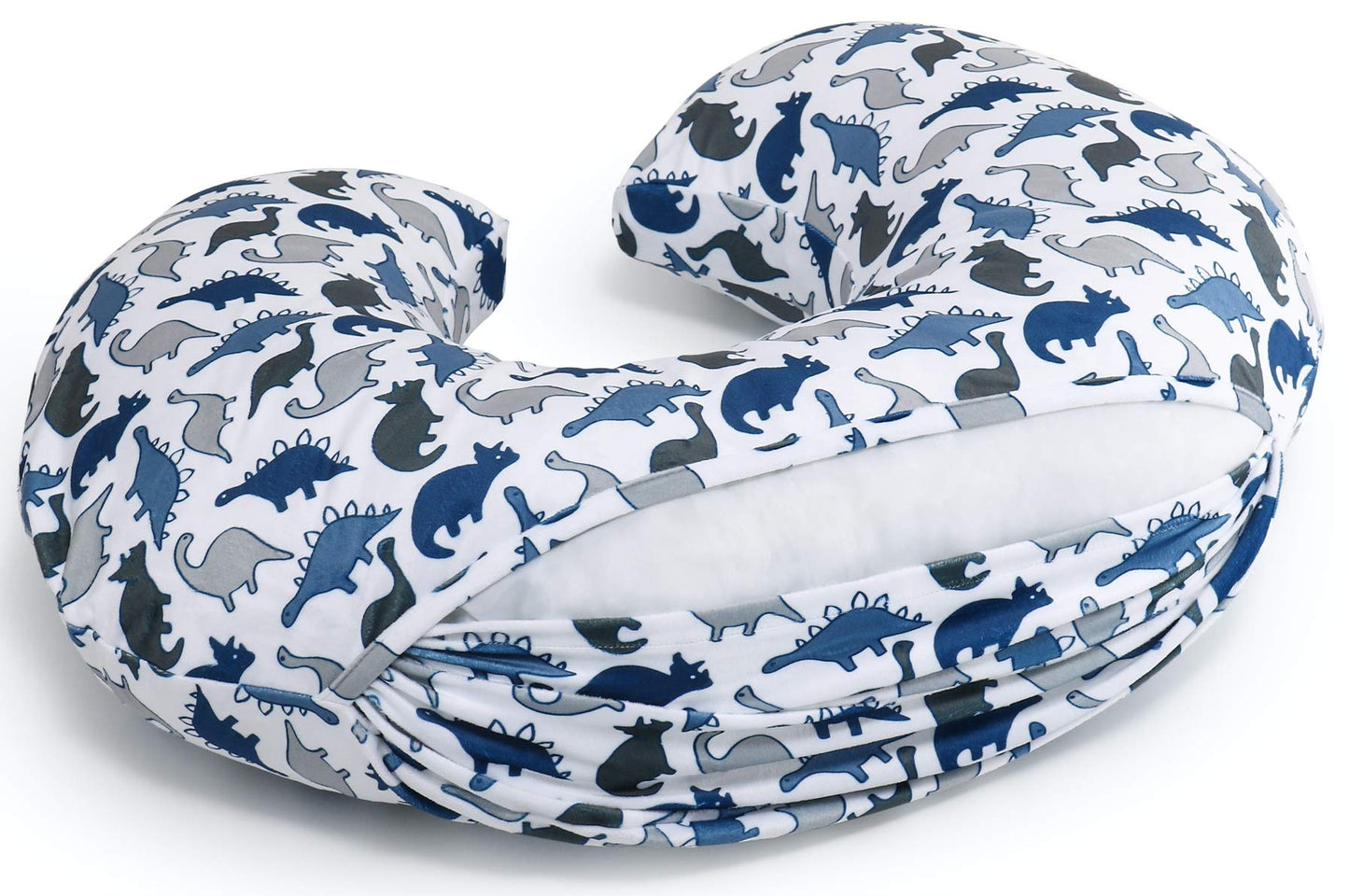 The Peanutshell - Juego de fundas de almohada de lactancia para bebés niños o niñas | Dinosaurio y lunares azul marino | 2 unidades