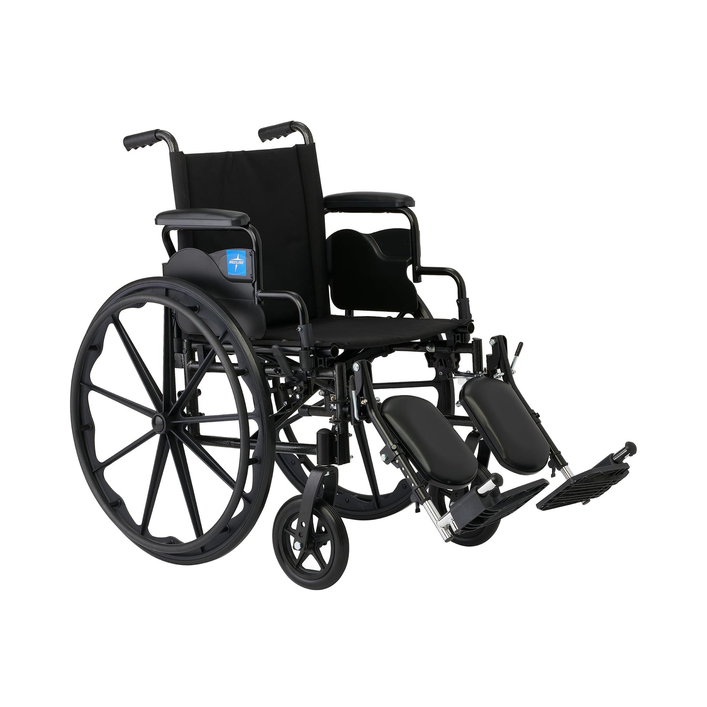 Silla de Ruedas Medline Gris, Ligera y Amigable con Brazos Rebatibles y Descansapiernas Elevables para Mayor Comodidad