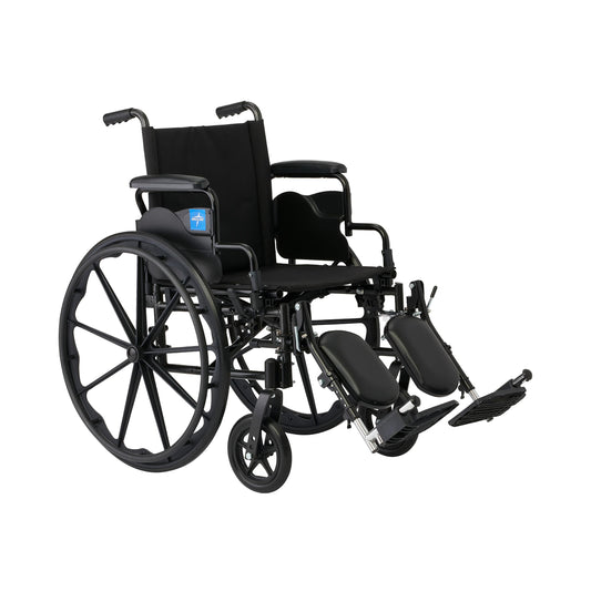 Silla de Ruedas Medline Gris, Ligera y Amigable con Brazos Rebatibles y Descansapiernas Elevables para Mayor Comodidad