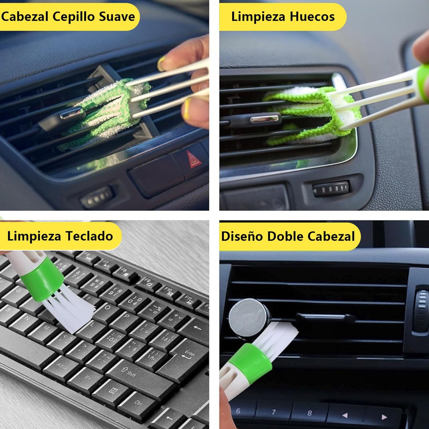 Kit Limpieza para Auto 15 Piezas con Cepillo y Guante Microfibra para Interior y Exterior
