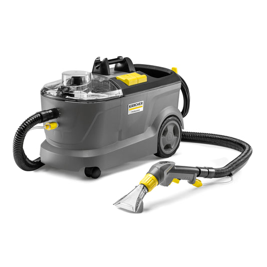 Kärcher Puzzi 10/1 Drum vacuum cleaner 1250W Negro, Amarillo - Aspiradora (1250 W, Aspiradora de tambor, Negro, Amarillo, Agua, Húmedo, Profesional)