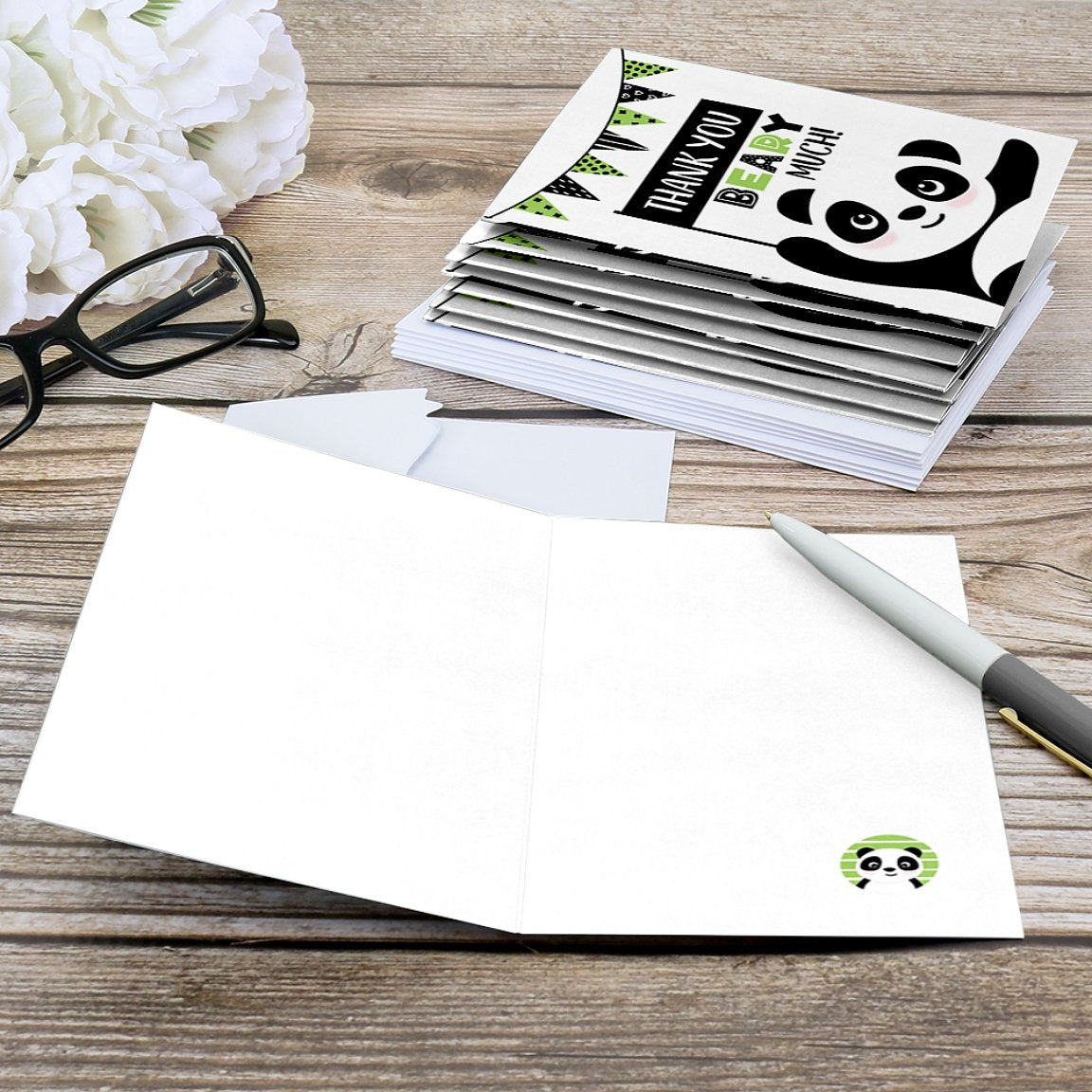 Big Dot of Happiness Party Like a Panda Bear - Tarjetas de agradecimiento para baby shower o fiesta de cumpleaños (8 unidades)