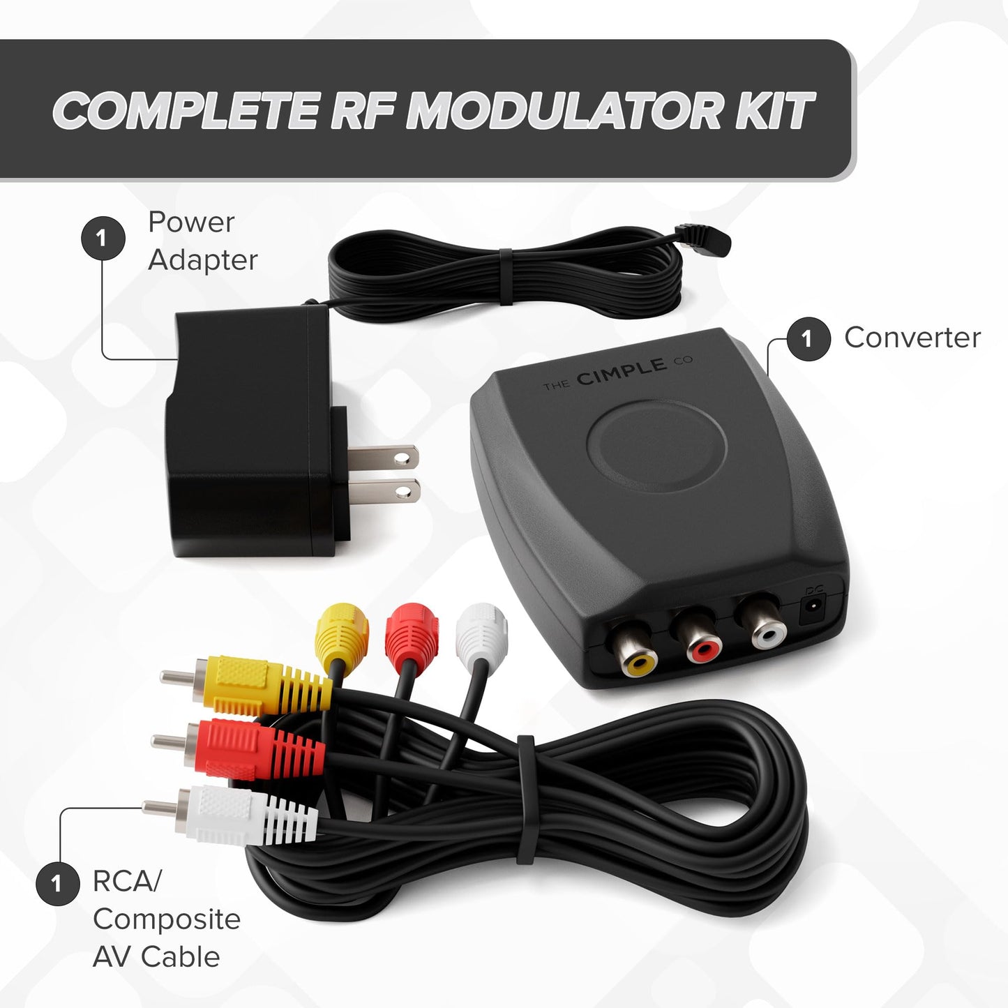 Convertidor HDMI DVI, Componente, RGB, RCA (AV Composite) (Digital y analógico) - Convierte señales HDMI HD para Xbox/PS4/PS3/PC/Laptop/TV/STB/VHS/VCR/Camera/DVD/reproductor Blu-ray, PAL/NTSC, Negro, VIDEO - RCA to COAX