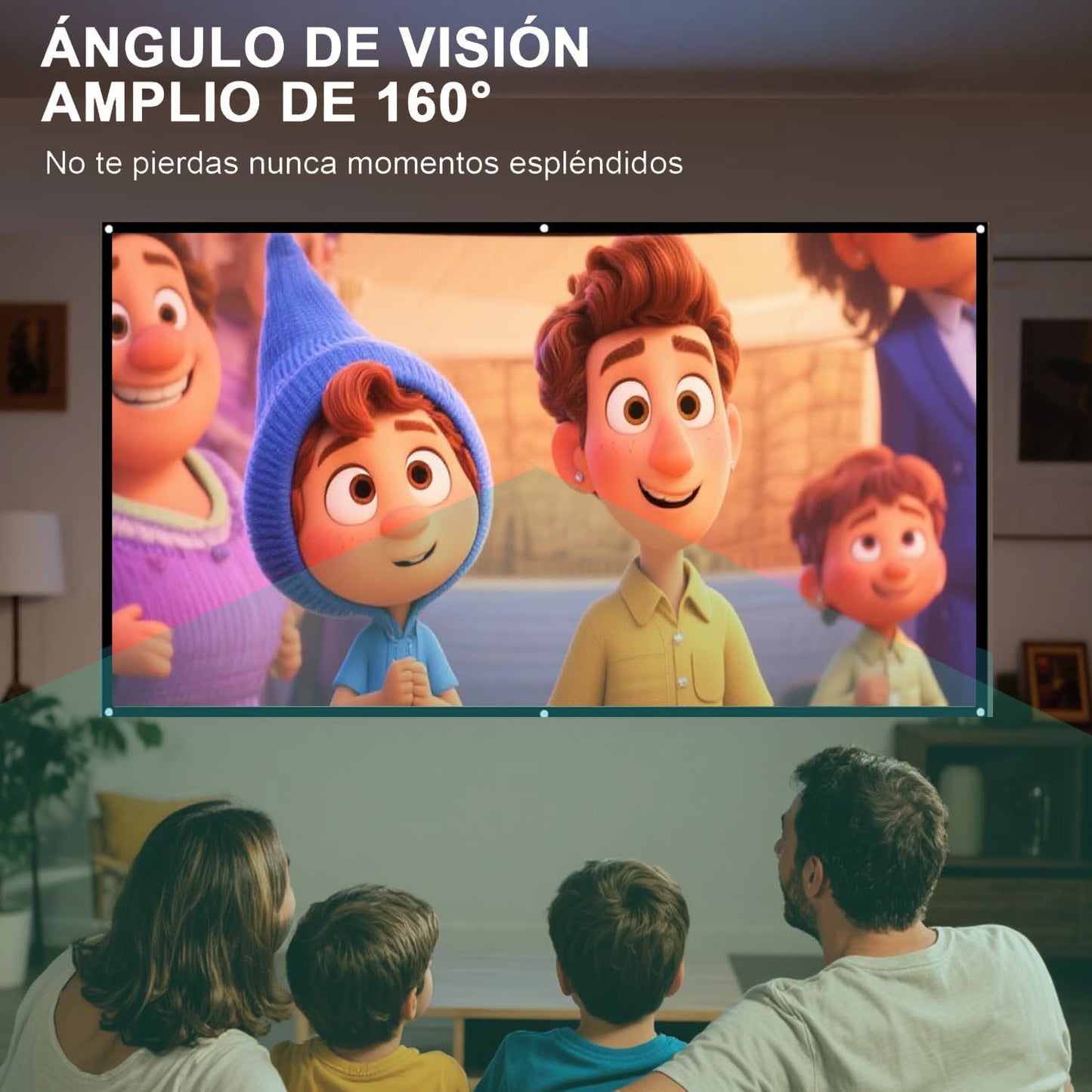 Genérico 100 Pulgadas Visualización de Proyección, Pantalla para Proyector, 16:9, Antiarrugas, HD 4K Lona para Proyector, Plegable, Portátil, para Fiesta, Cine En Casa y Camping