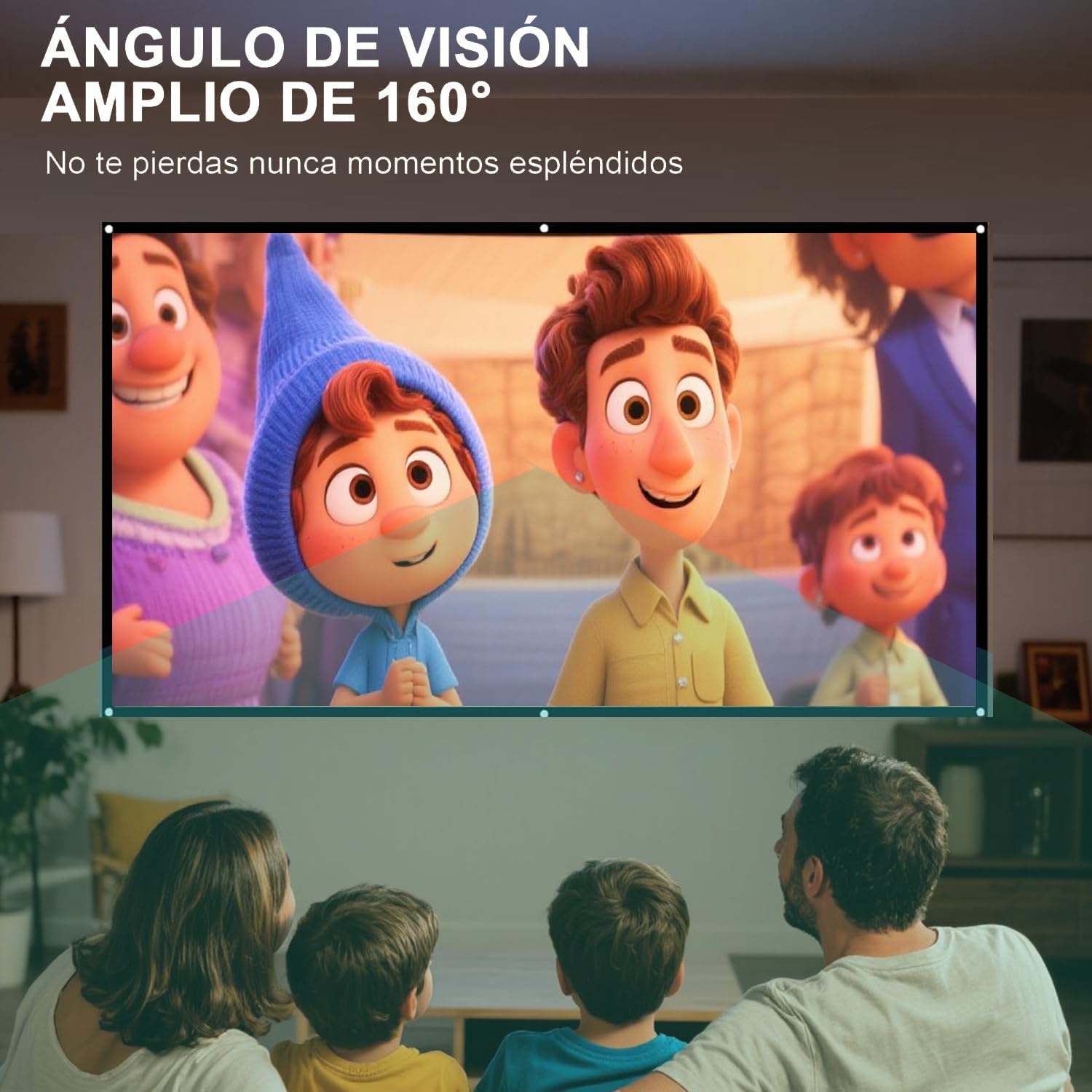 Genérico 100 Pulgadas Visualización de Proyección, Pantalla para Proyector, 16:9, Antiarrugas, HD 4K Lona para Proyector, Plegable, Portátil, para Fiesta, Cine En Casa y Camping