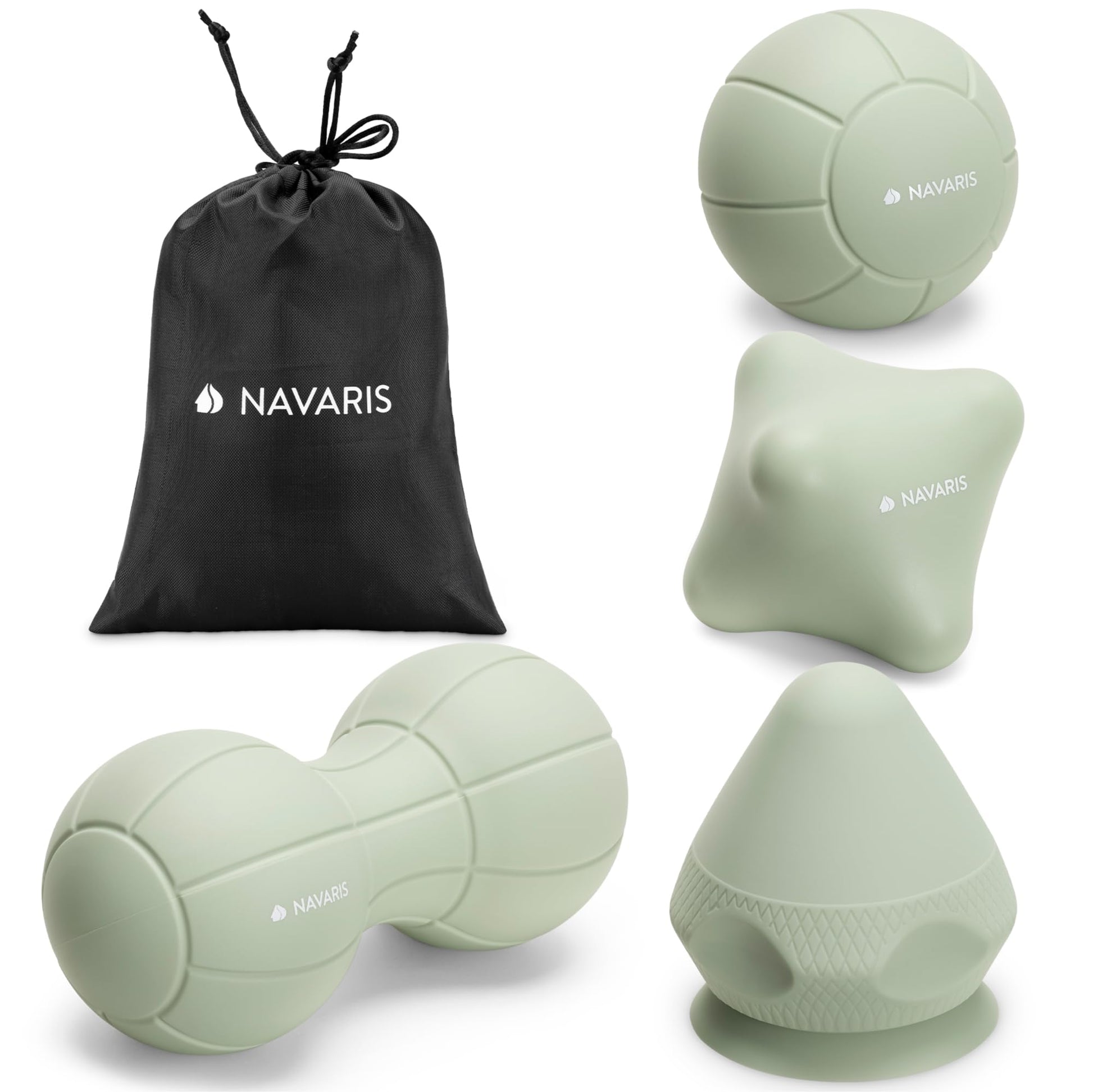 Set de Masaje de Silicona Navaris Azul con Ventosa y Pelotas de Pinchos para Automasaje Muscular