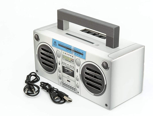 Altavoz Portátil GPO Bronx Plateado con Bluetooth Retro