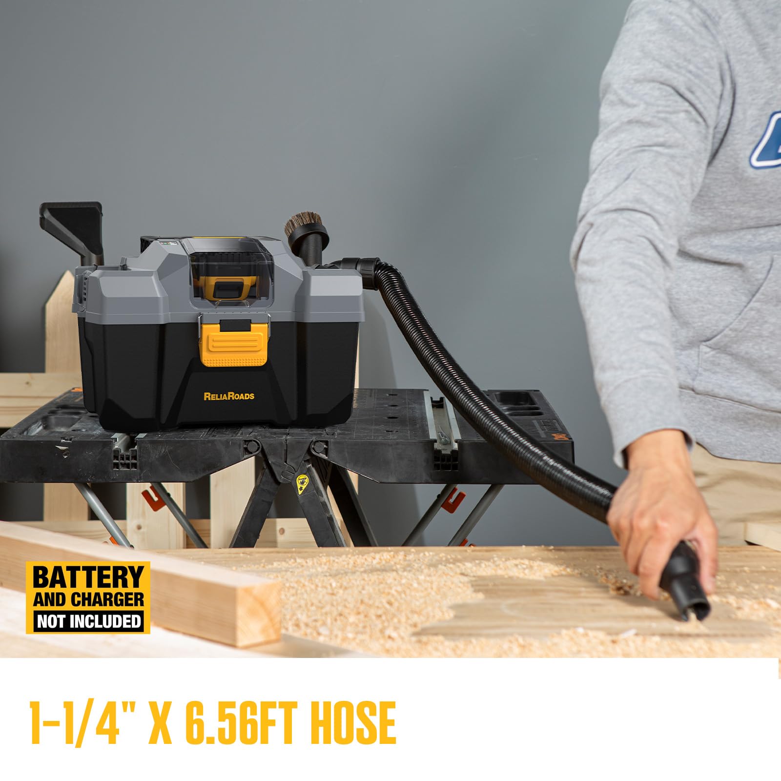 Aspiradora inalámbrica de 20 V, para tienda húmeda/seca, capacidad de 2.6 galones, compatible con baterías DeWALT (batería no incluida), ideal para limpiar automóviles, espacios del hogar y talleres