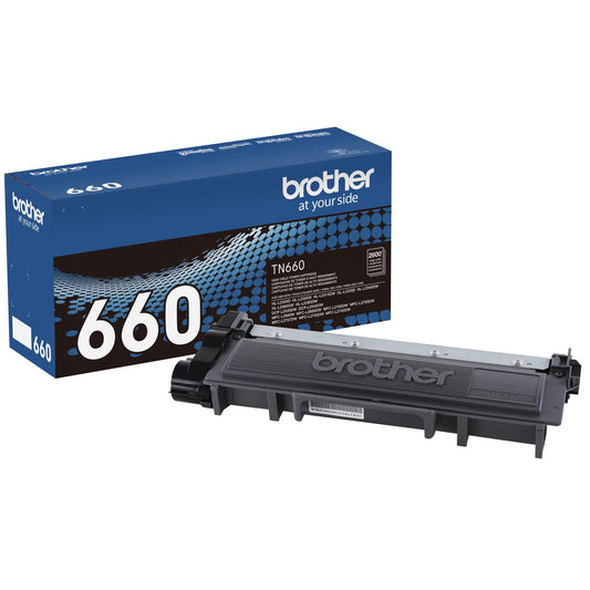 BROTHER - Cartucho de tóner original de alto rendimiento, TN660, tóner negro de repuesto, rendimiento de página de hasta 2600 páginas, cartucho de reabastecimiento Amazon Dash