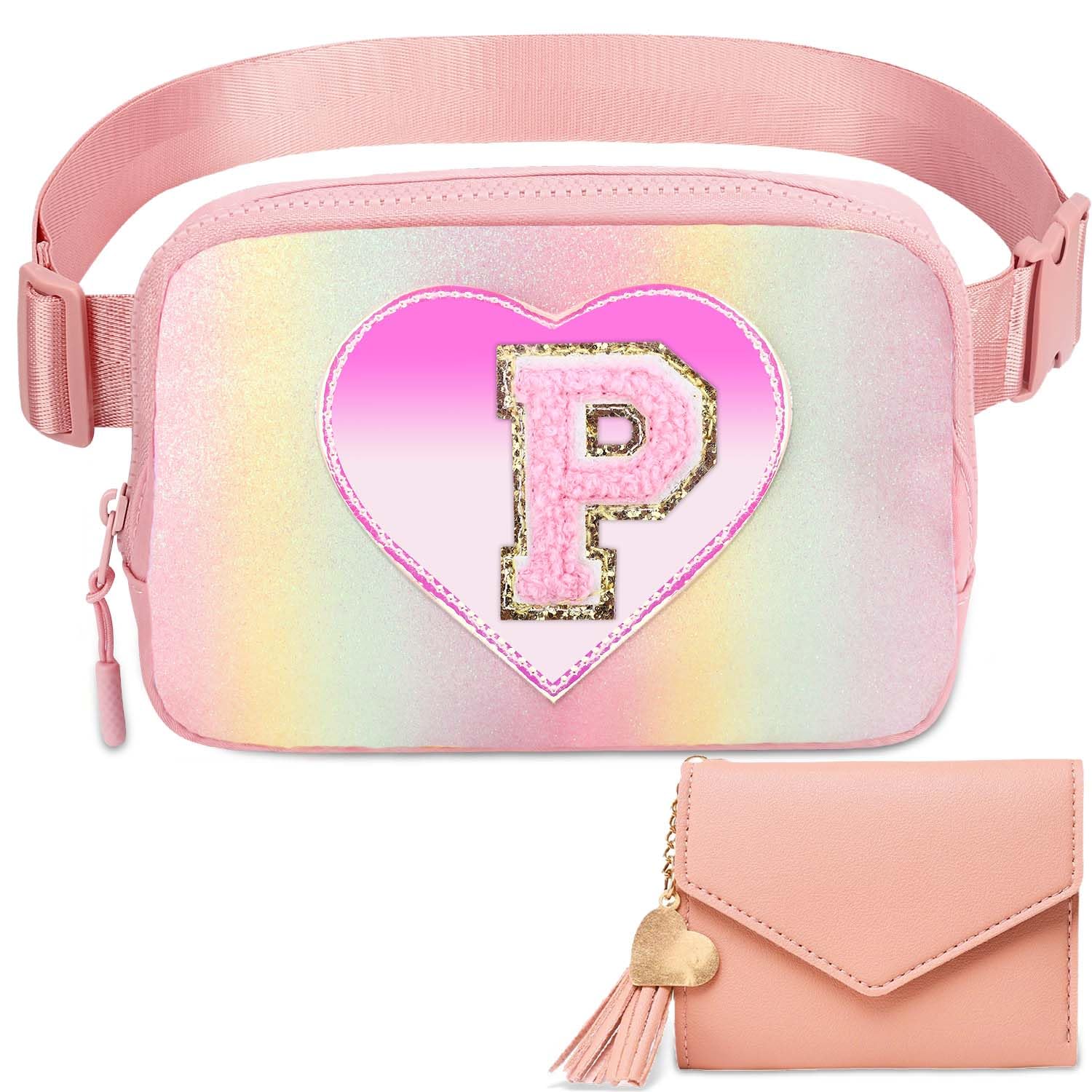 Kejea Riñonera Cruzada para Niñas y Mujeres, 8 a 12 Años, Rosa (Glitter Pink), 8.26 x 1.9 x 5.1 Pulgadas