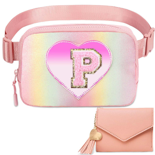 Kejea Riñonera Cruzada para Niñas y Mujeres, 8 a 12 Años, Rosa (Glitter Pink), 8.26 x 1.9 x 5.1 Pulgadas