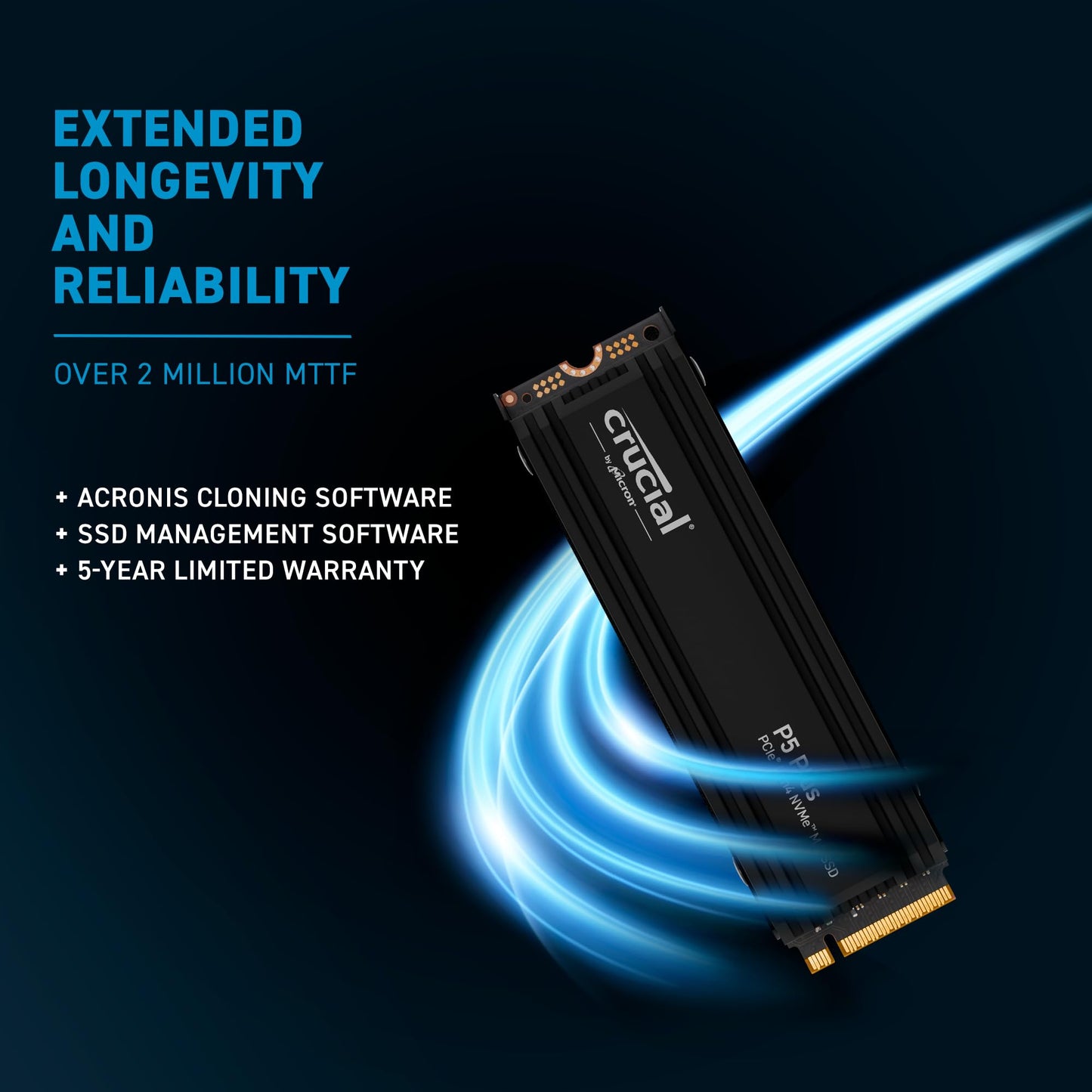 Crucial P5 Plus 2TB Gen4 NVMe M.2 SSD SSD Interno para Juegos con disipador térmico, Compatible con Playstation 5 (PS5) - hasta 6600MB/s - CT2000P5PSSD5