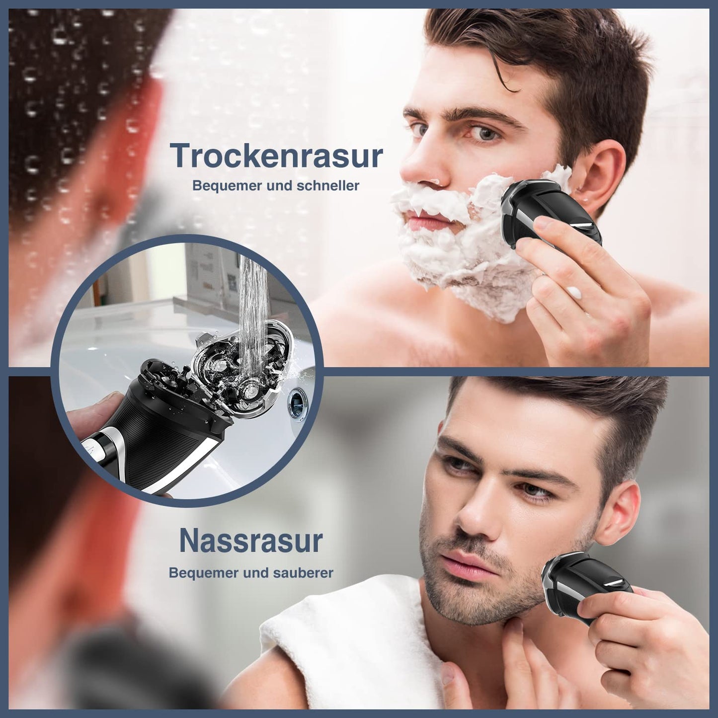 MAX-T Electric Shaver Quick Rechargeable Rotary Shaver with Pop Up Trimmer IPX7 100% Waterproof Wet & Dry Electric Razor