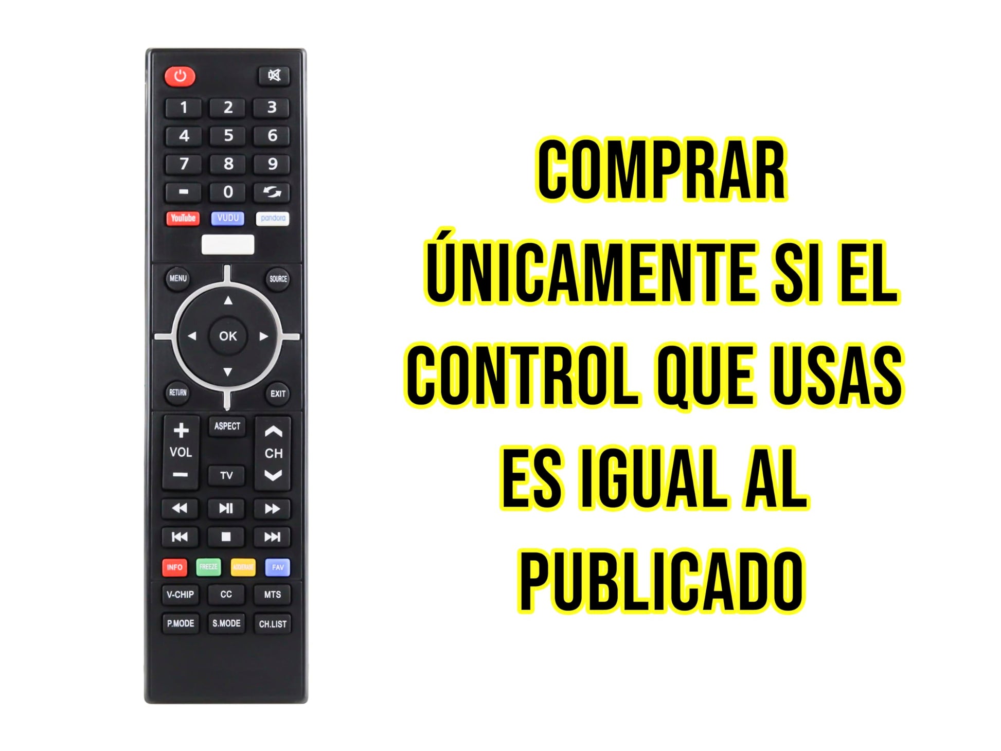 Control Remoto VIOS Element ALUX ATVIO Polaroid SEIKI Ty-49c-1 Pantalla Smart TV