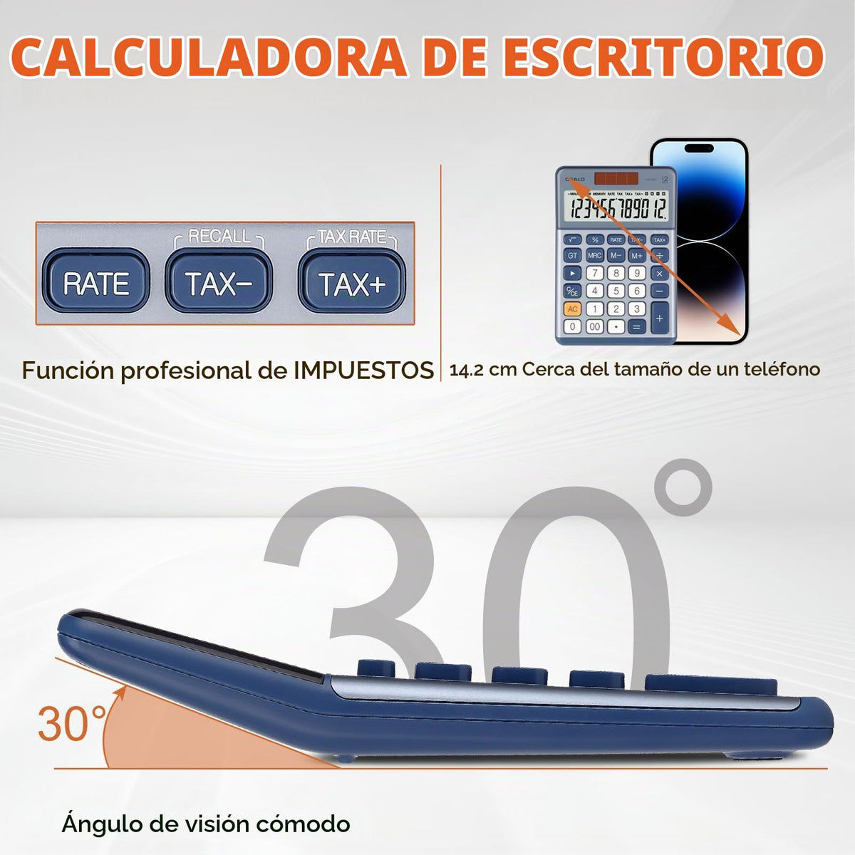 Calculadora de Escritorio Pendancy Negra con Pantalla LCD de 12 Dígitos y Energía Solar para Contabilidad