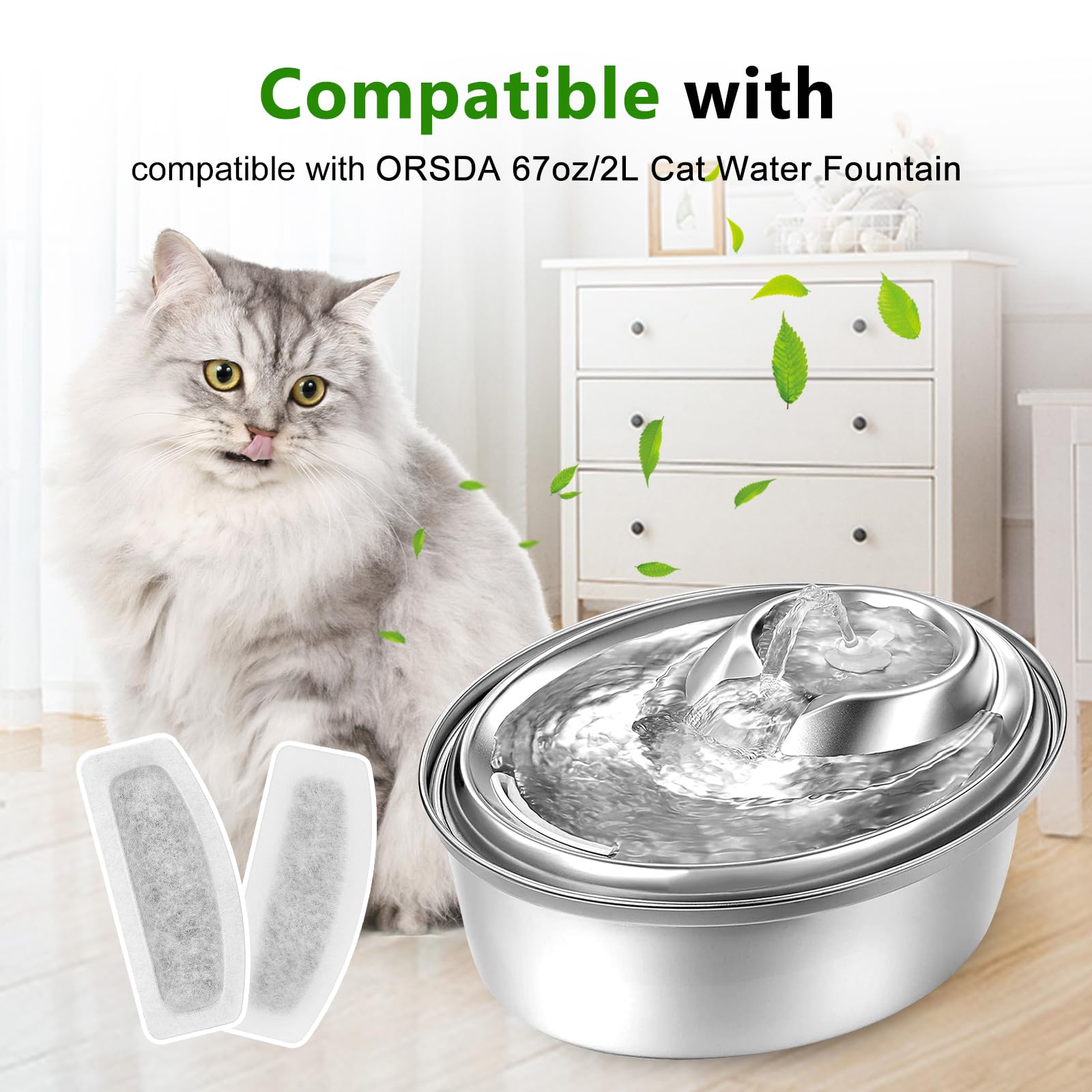 Filtro de Fuente de Agua MyfatBOSS Blanco Compatible con ORSDA para Gatos