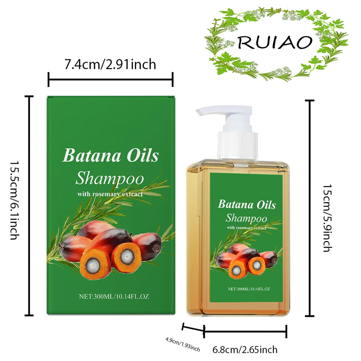 Champú Batana con Extracto de Romero 300ML para Cabello Suave y Esponjoso Adecuado para Hombres y Mujeres