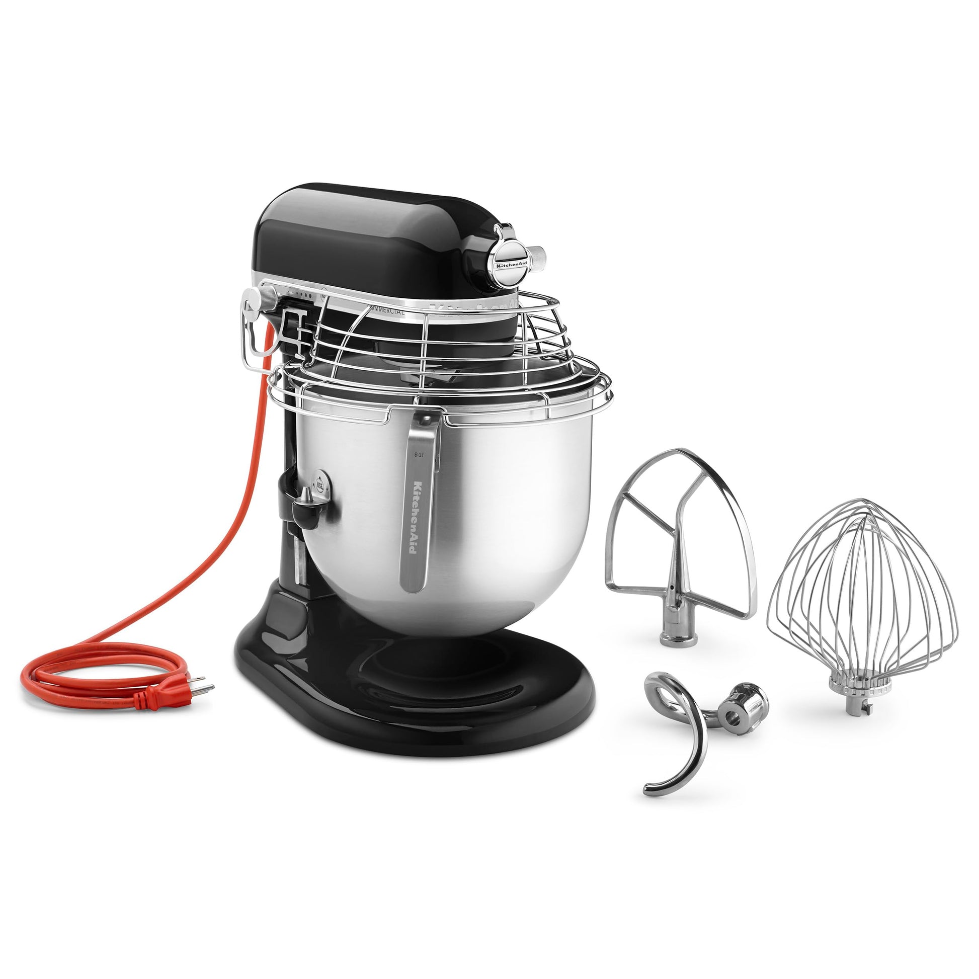 KitchenAid KSMC895OB Mezclador comercial de encimera de 8 cuartos con protector de tazón, 10 velocidades, accionado por engranaje, ónix negro