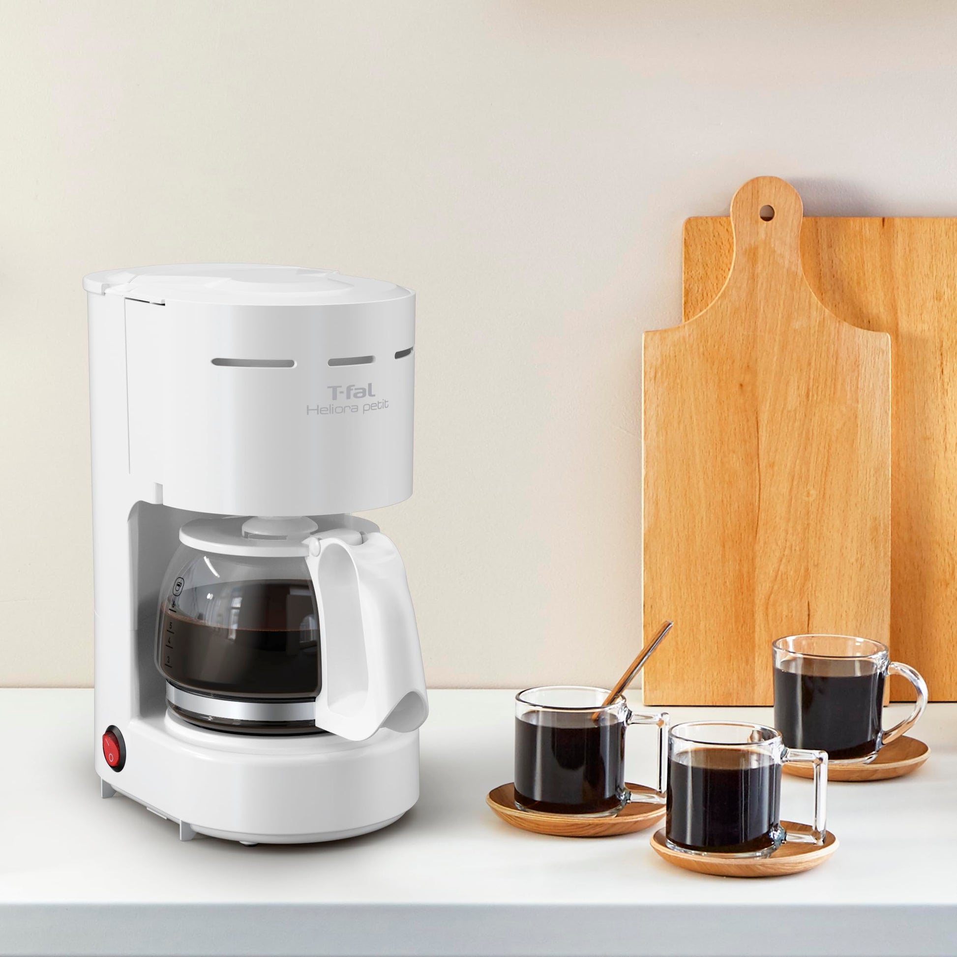 Cafetera de Filtro Permanente T-Fal Blanca con Sistema Antigoteo