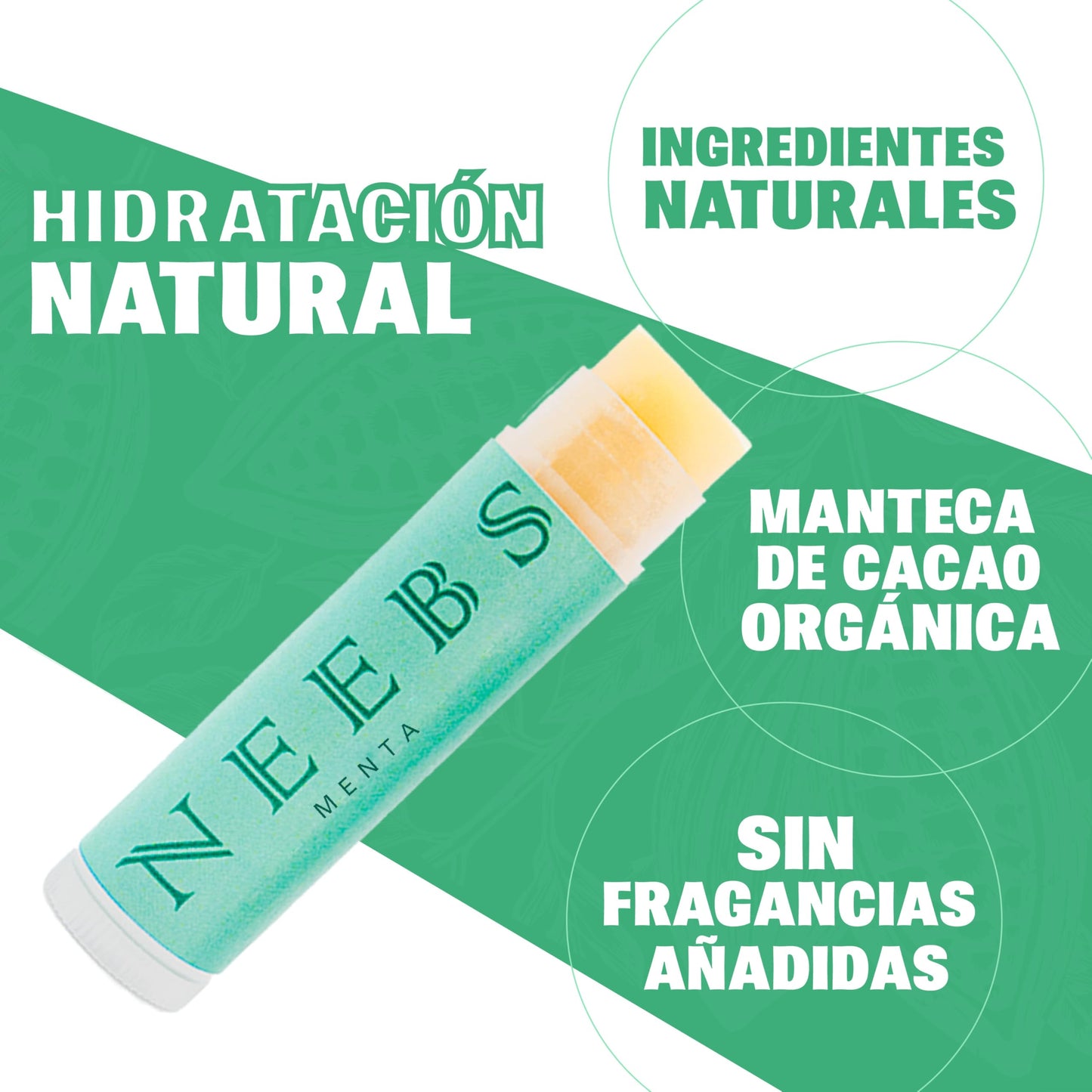NEEBS | Bálsamo Labial Natural de Menta | 3pack de 4.5g c/u | Intensa humectación | Ingredientes 100% naturales | Artesanal