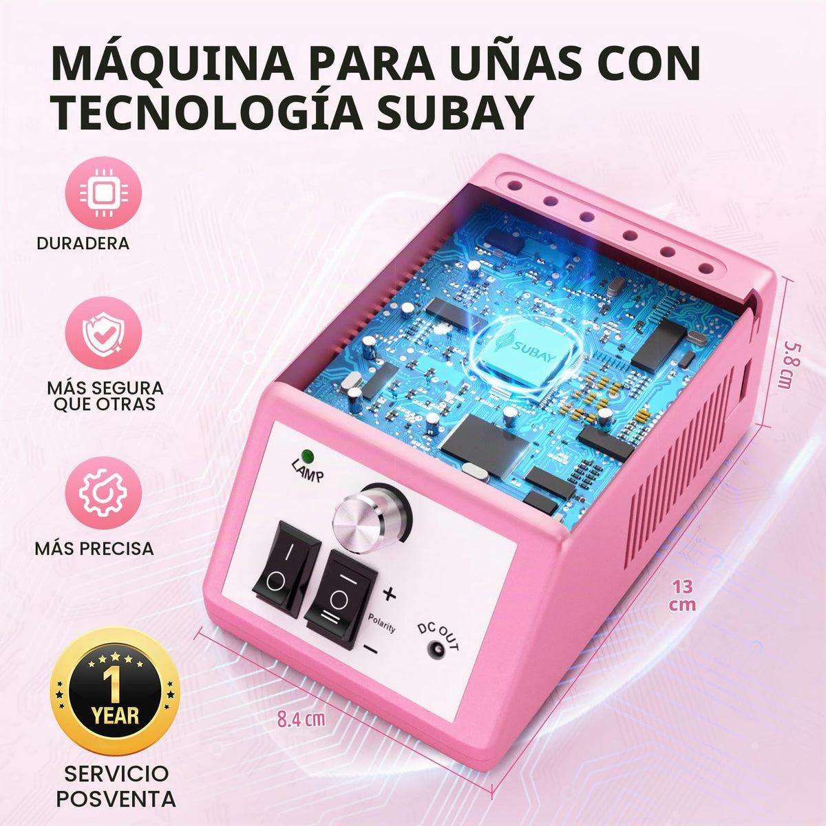 Kit de Manicura y Pedicura Máquina Taladro de Uñas Eléctrico Profesional con Limas y Bandas de Lijado Marca Finger Toe Nail Care Rosa