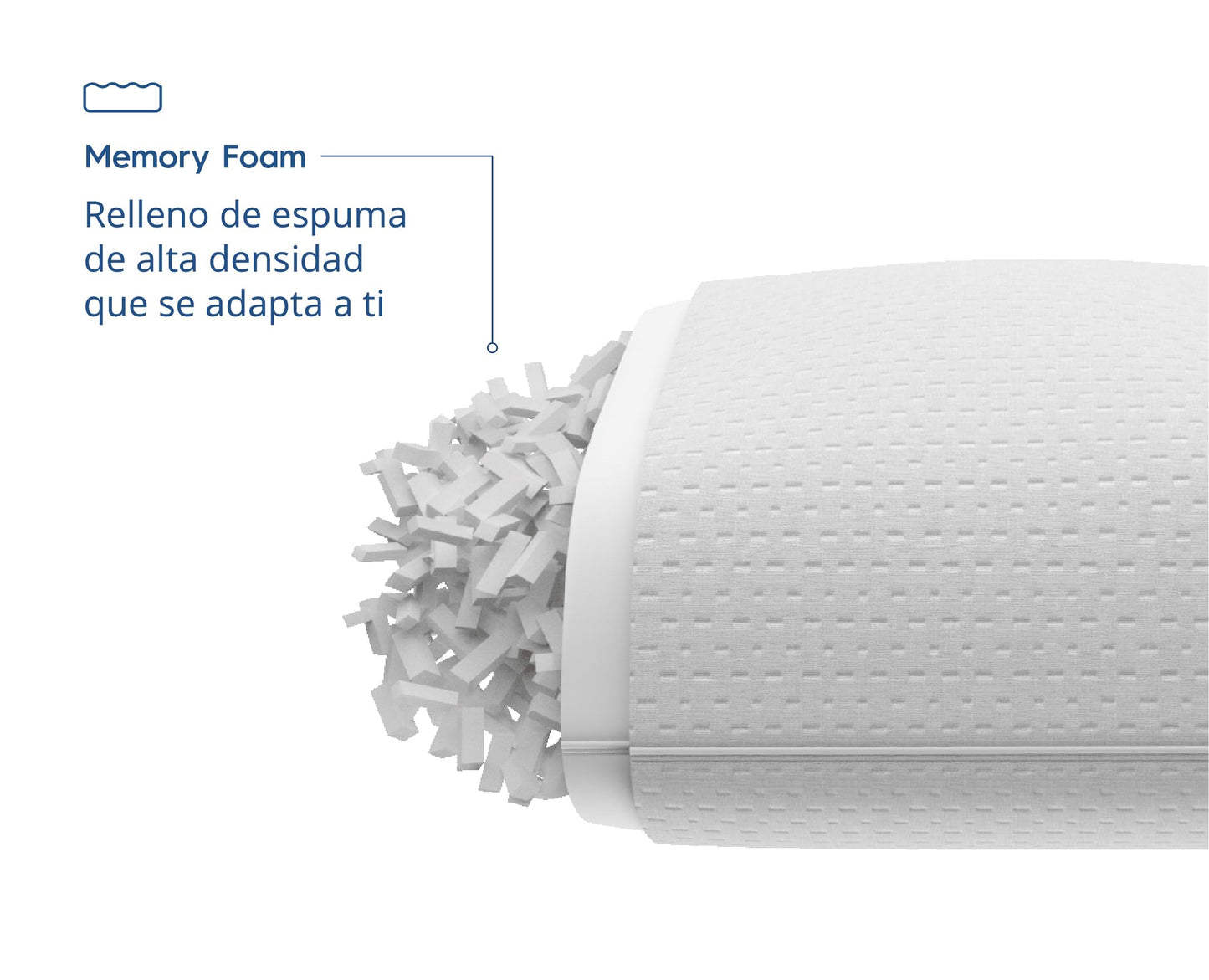 Luuna Almohada Ajustable Firme con Espuma de Memoria, King Size 88 x 46 cm, Relleno 100% Memory Foam Triturado, Funda Lavable, Suavidad y Frescura Garantizada para tu Descanso, Hecho en México