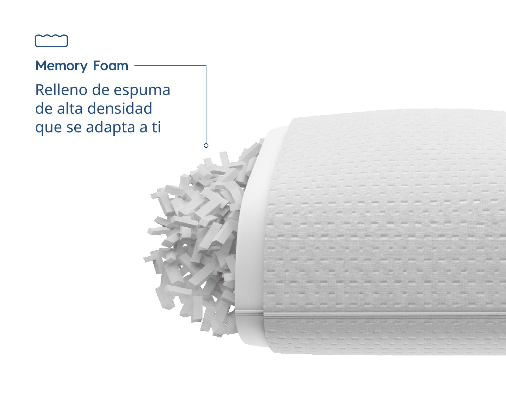 Luuna Almohada Ajustable Firme con Espuma de Memoria, King Size 88 x 46 cm, Relleno 100% Memory Foam Triturado, Funda Lavable, Suavidad y Frescura Garantizada para tu Descanso, Hecho en México