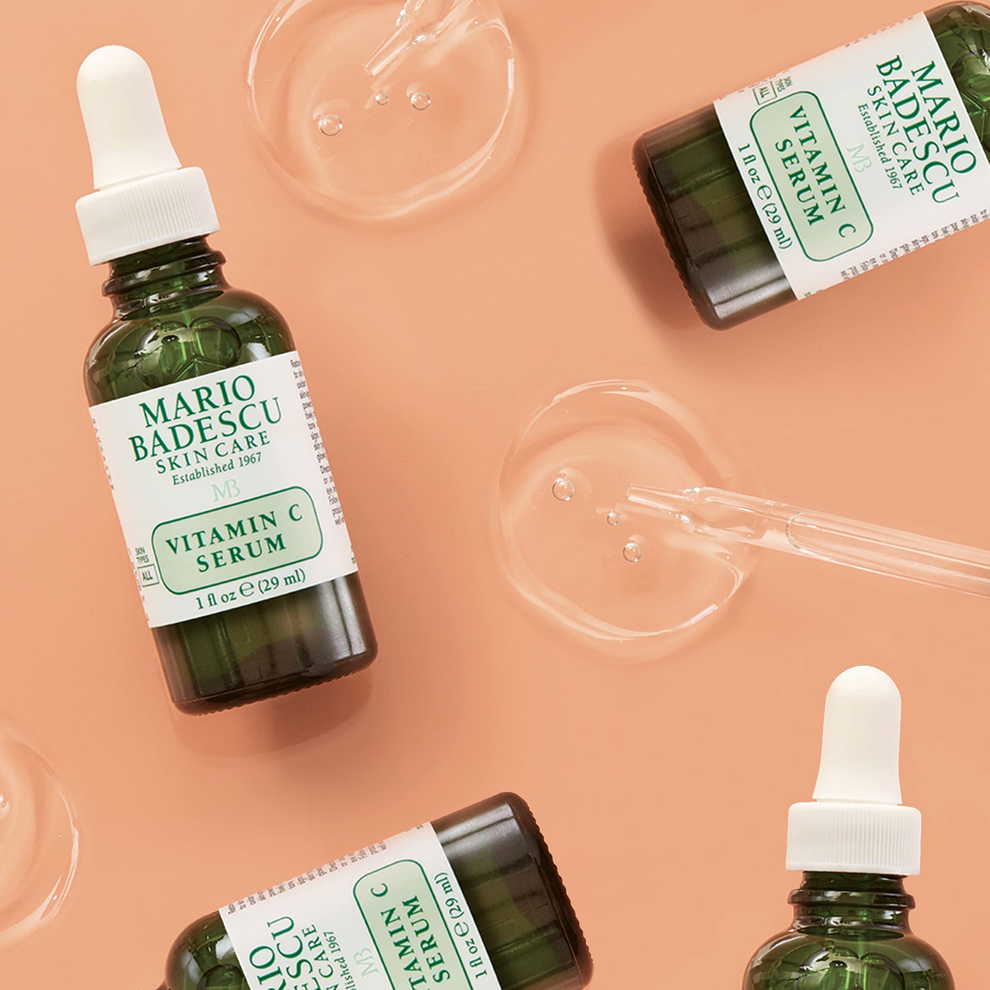 Mario Badescu Suero de vitamina C para todo tipo de piel | Suero ligero con vitamina C e hialuronato de sodio | Reduce visiblemente los signos del envejecimiento | 1 onza líquida (paquete de 1)