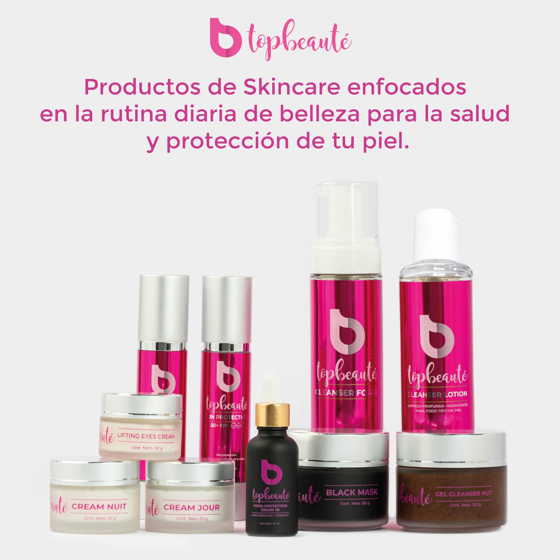 Top Beauté - Kit Skincare Antiedad +40 Cram Jour crema de día facial antiarrugas + crema contorno de ojos Lifting Eyes + Cream Nuit Creama de noche con Ácido Hialurónico Colágeno Vitaminas E, A Antiage