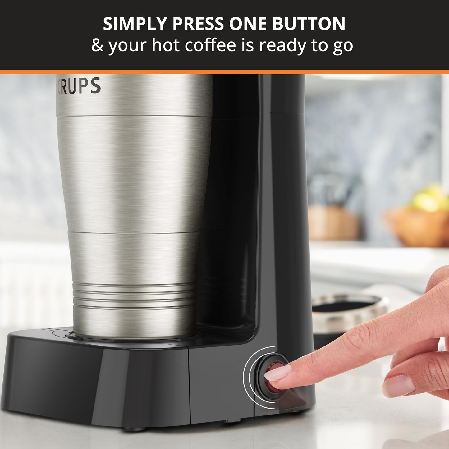KRUPS Cafetera Personal To Go, tu café en cualquier lugar en todo momento, ideal para uso personal con termo portátil, capacidad 400 ml,KM206D50
