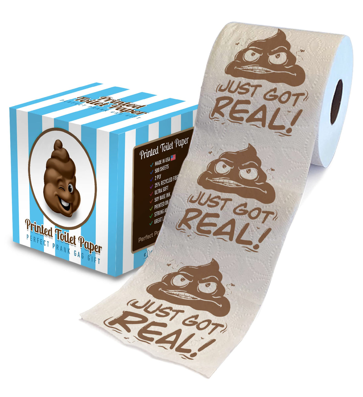 Papel Higiénico Impreso TP Just Got Novedoso para Broma y Decoración para Hombre y Mujer