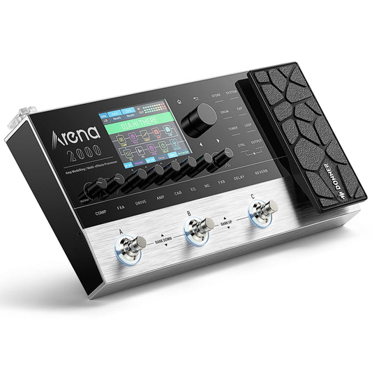 Donner Arena 2000 - Pedal multiefectos de guitarra con 278 efectos, 100 IRs, Looper, máquina de tambor, modelado de amplificador, soporte XLR y MIDI