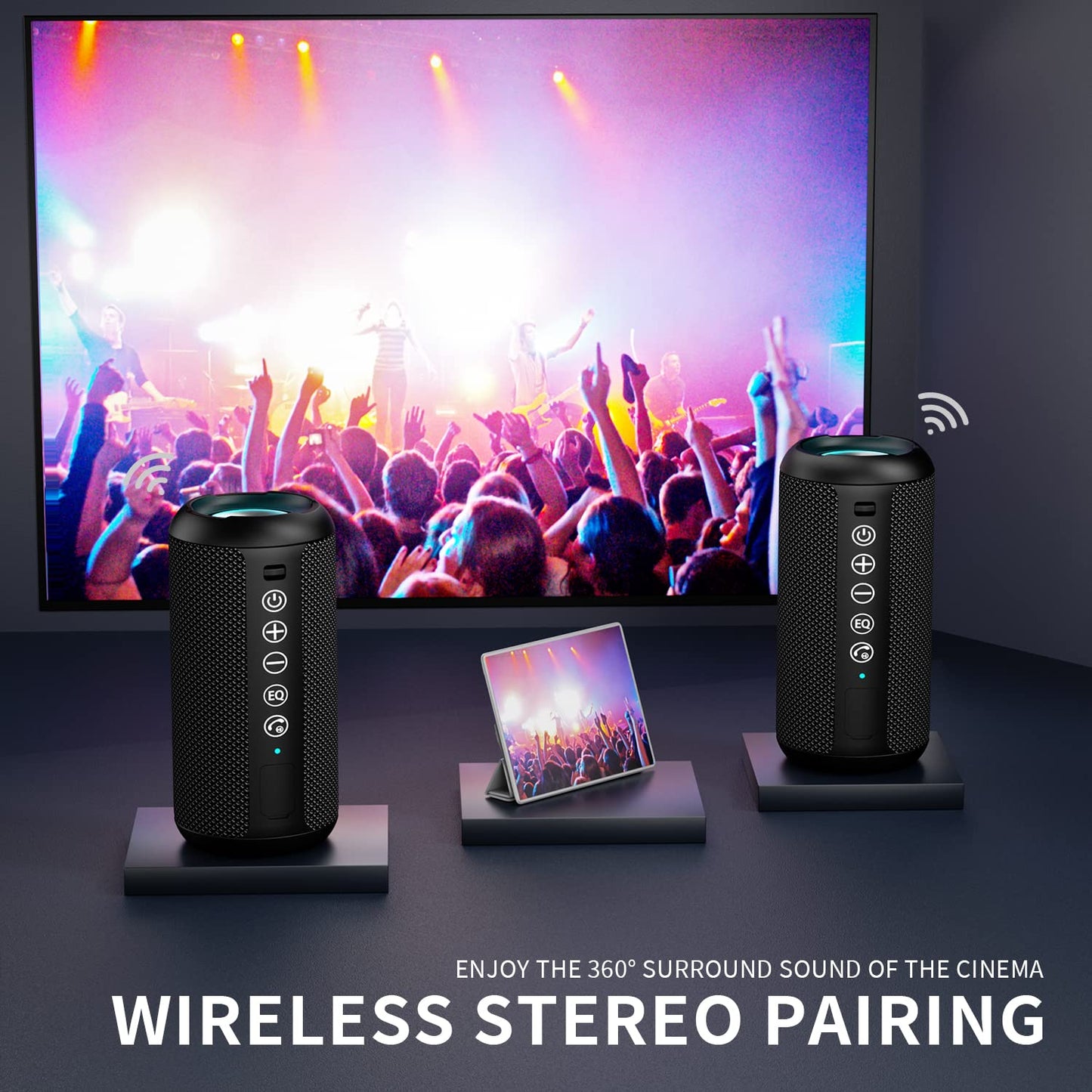 Ortizan Bocina Bluetooth Portátil, IPX7 Resistente al Agua con Sonido estéreo de 24 W, Altavoces Exteriores con Bluetooth 5.0, 30 Horas de reproducción, Rango Bluetooth de 20 m, emparejados duales