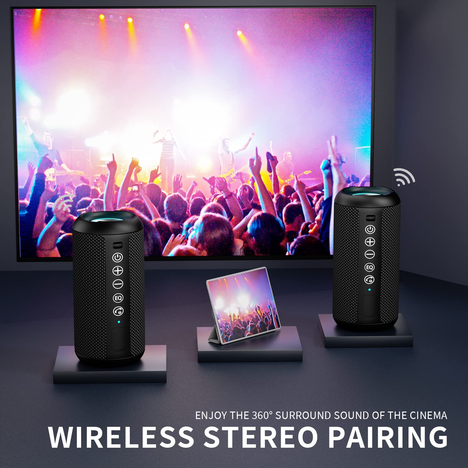 Ortizan Bocina Bluetooth Portátil, IPX7 Resistente al Agua con Sonido estéreo de 24 W, Altavoces Exteriores con Bluetooth 5.0, 30 Horas de reproducción, Rango Bluetooth de 20 m, emparejados duales