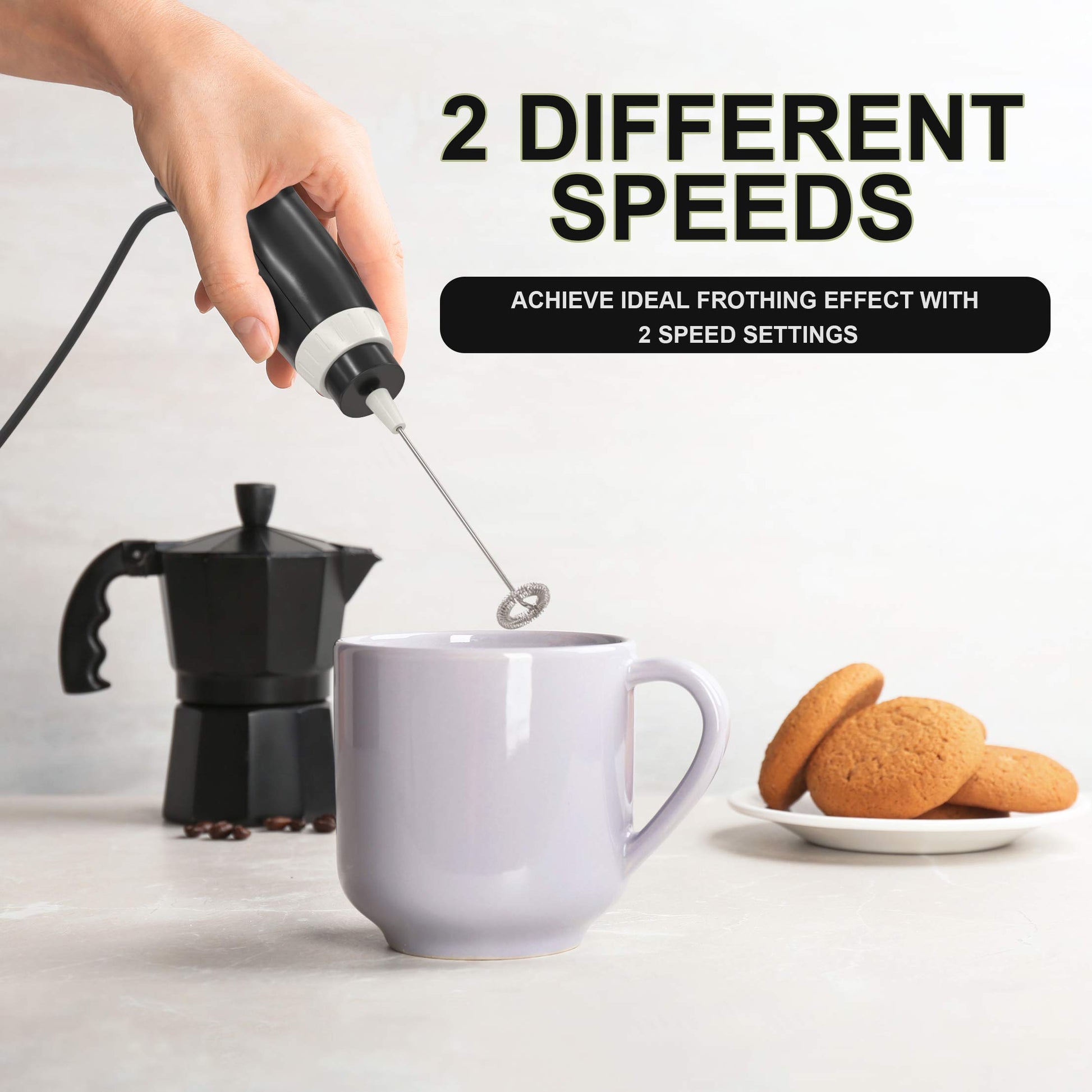 Espumador de Leche Eléctrico K-Brands con Cable Mezclador Potente para Café y Capuchino