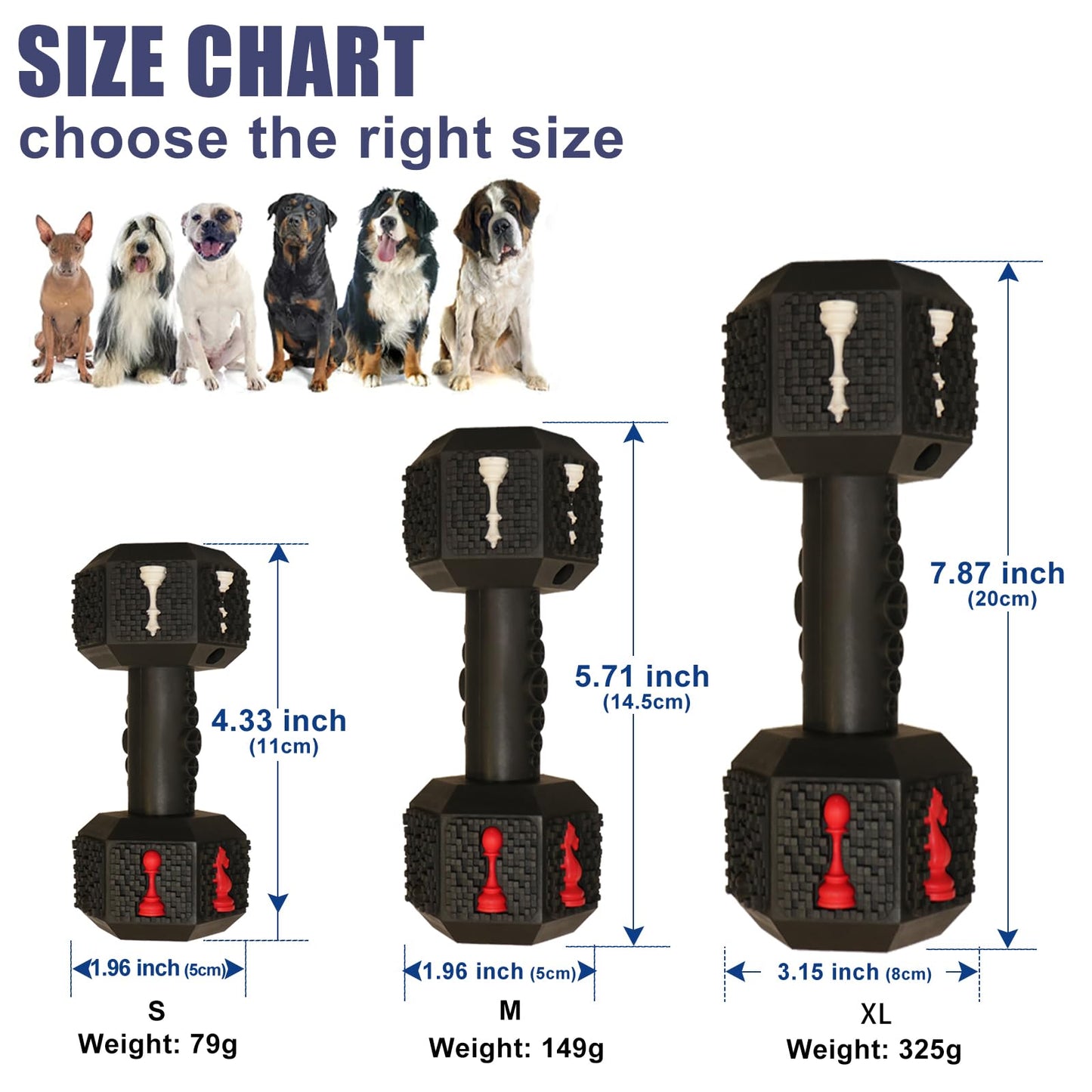 Hswaye - Juguetes para masticar para perros agresivos, grado alimenticio, no tóxico, juguete dental para mascotas, resistente, duradero, indestructible, para perros pequeños, medianos y grandes, color negro