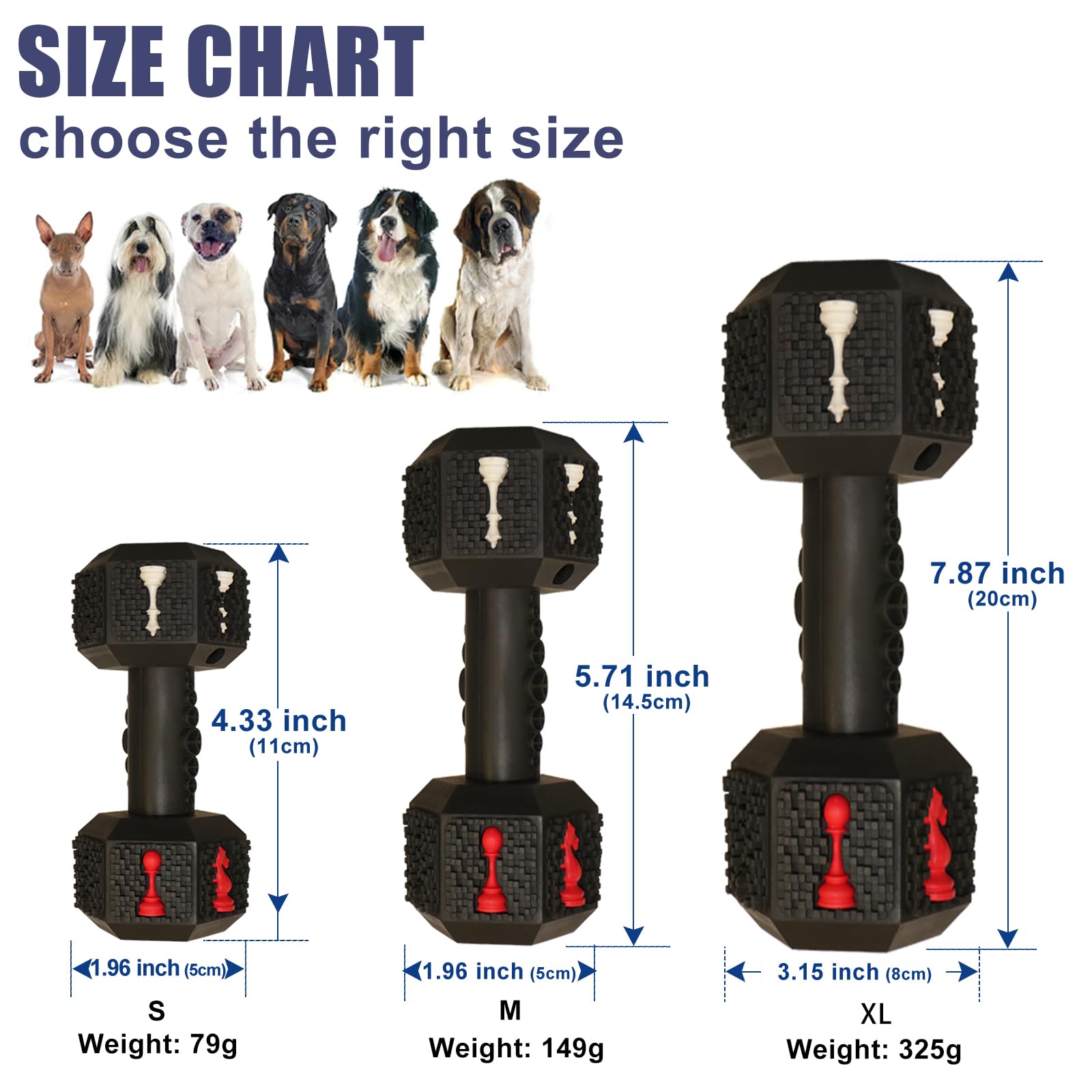 Hswaye - Juguetes para masticar para perros agresivos, grado alimenticio, no tóxico, juguete dental para mascotas, resistente, duradero, indestructible, para perros pequeños, medianos y grandes, color negro
