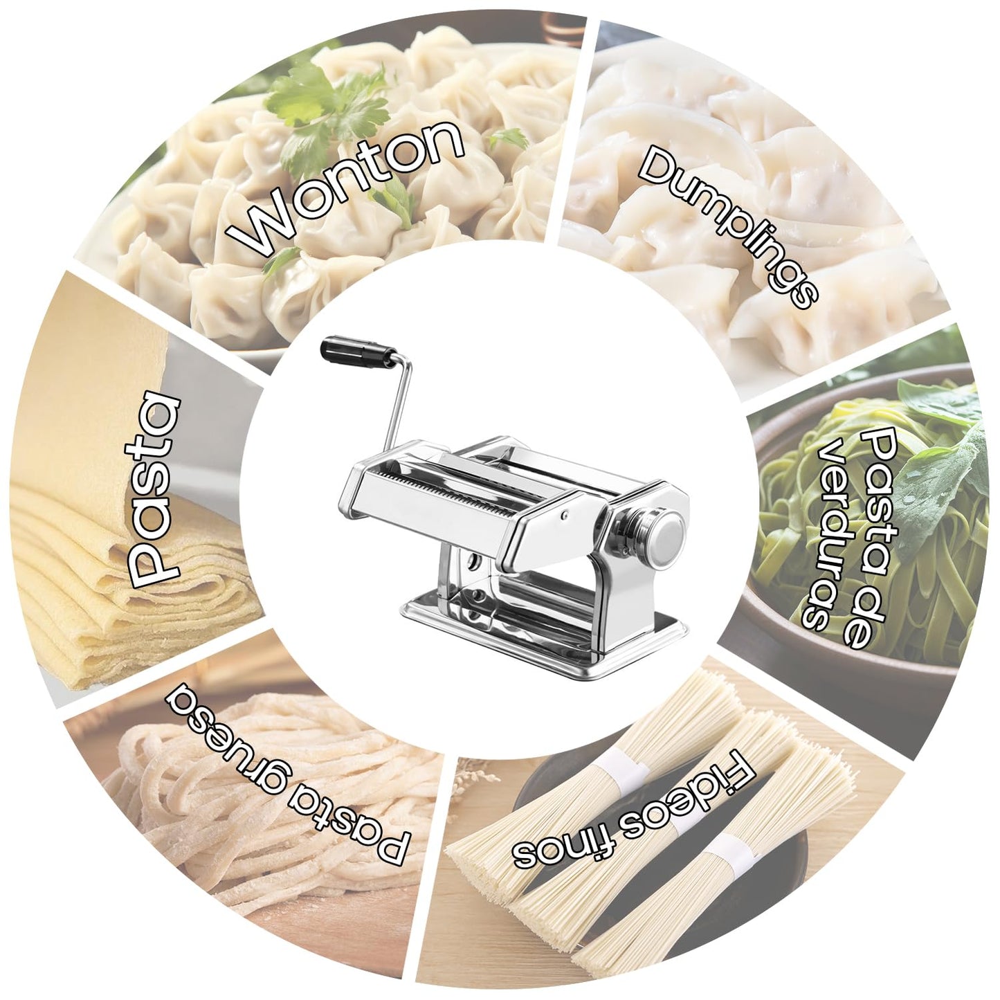 JEMUON Maquina para Hacer Pasta, Maquina para Pasta Con 9 Espesores y 2 Anchos Ajustables, Maquina para Pasta Fresca, Maquina de Pasta Cabezal Cortador para Espaguetis, Fideos, Vermicelli, Dumpling