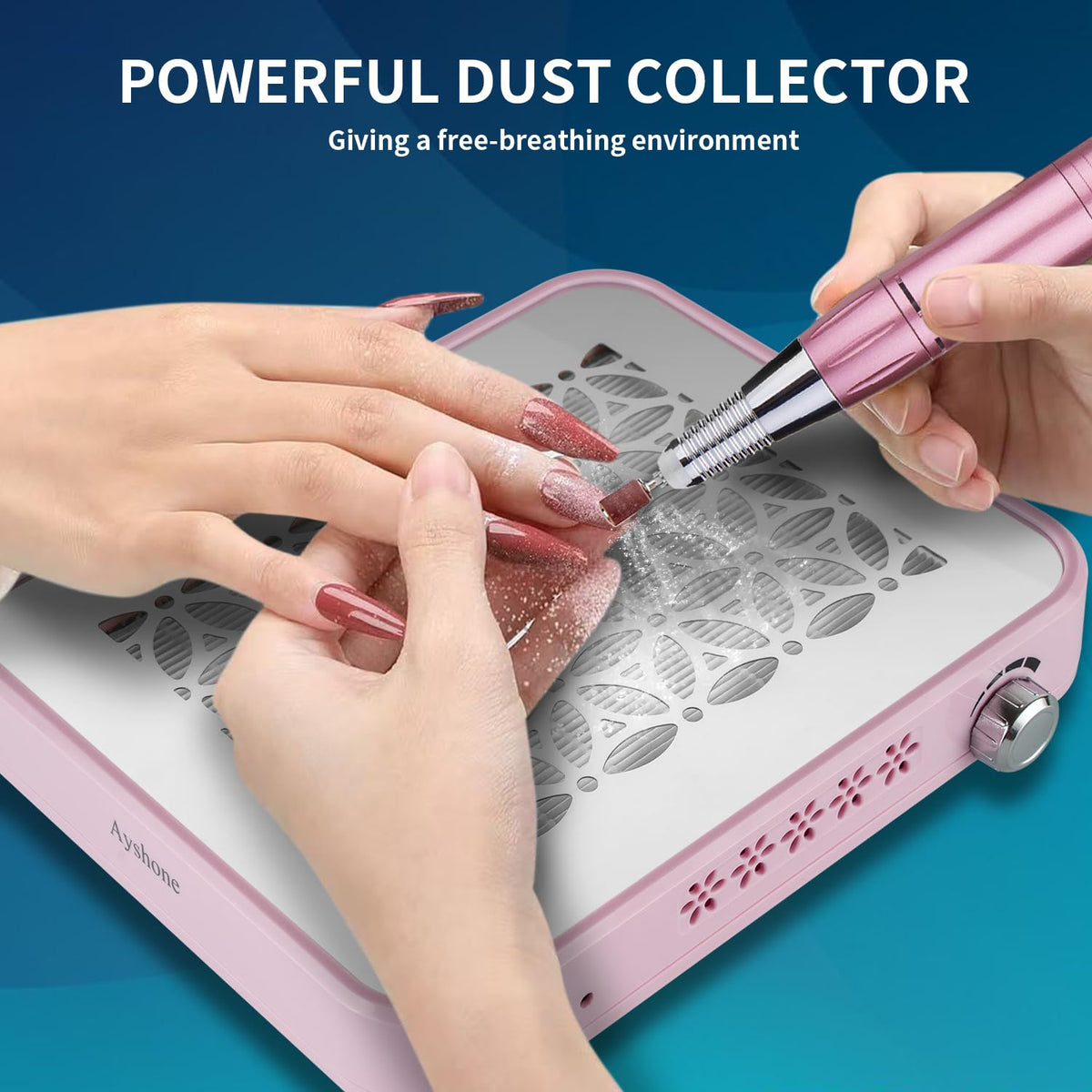 Aspirador De Polvo Para Uñas Ayshone Blanco 2 Filtros Reutilizables Potente Para Principiantes Manicura y Pedicura