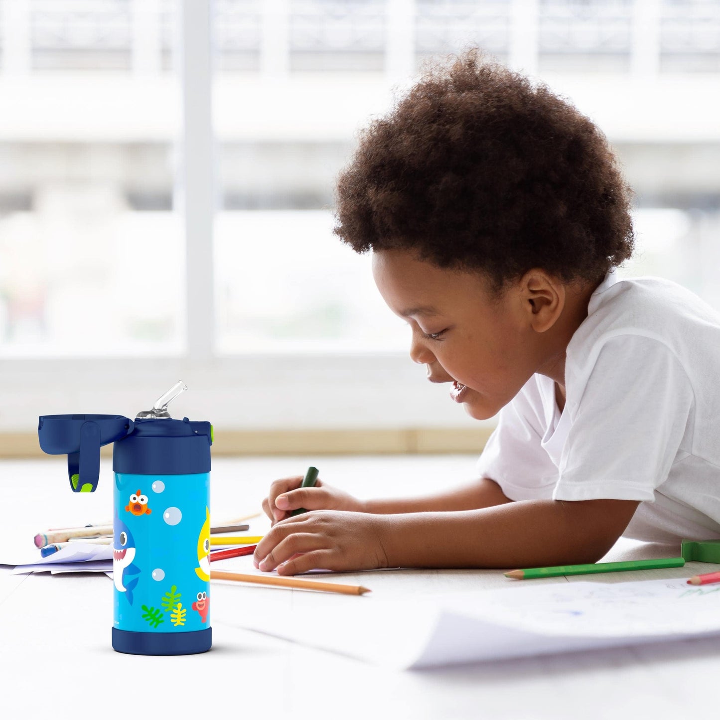 Botella Térmica Thermos Funtainer Acero Inoxidable Baby Shark para Niños