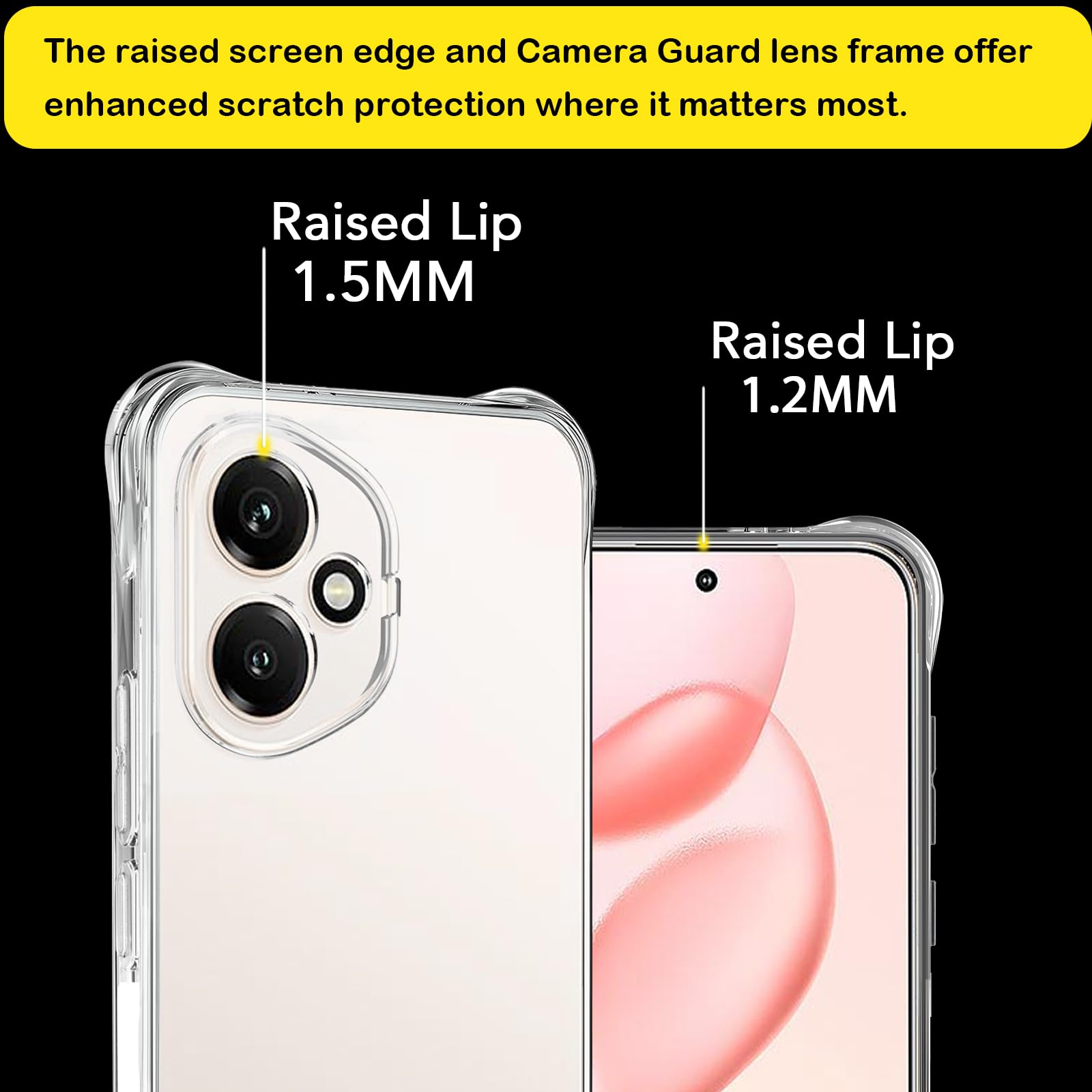 USTIYA Funda para Honor 400 5G Case Uso Rudo Bumper Shock-Absorción TPU Transparente Protector Cámara Carcasa con Cuatro Esquinas Espesamiento