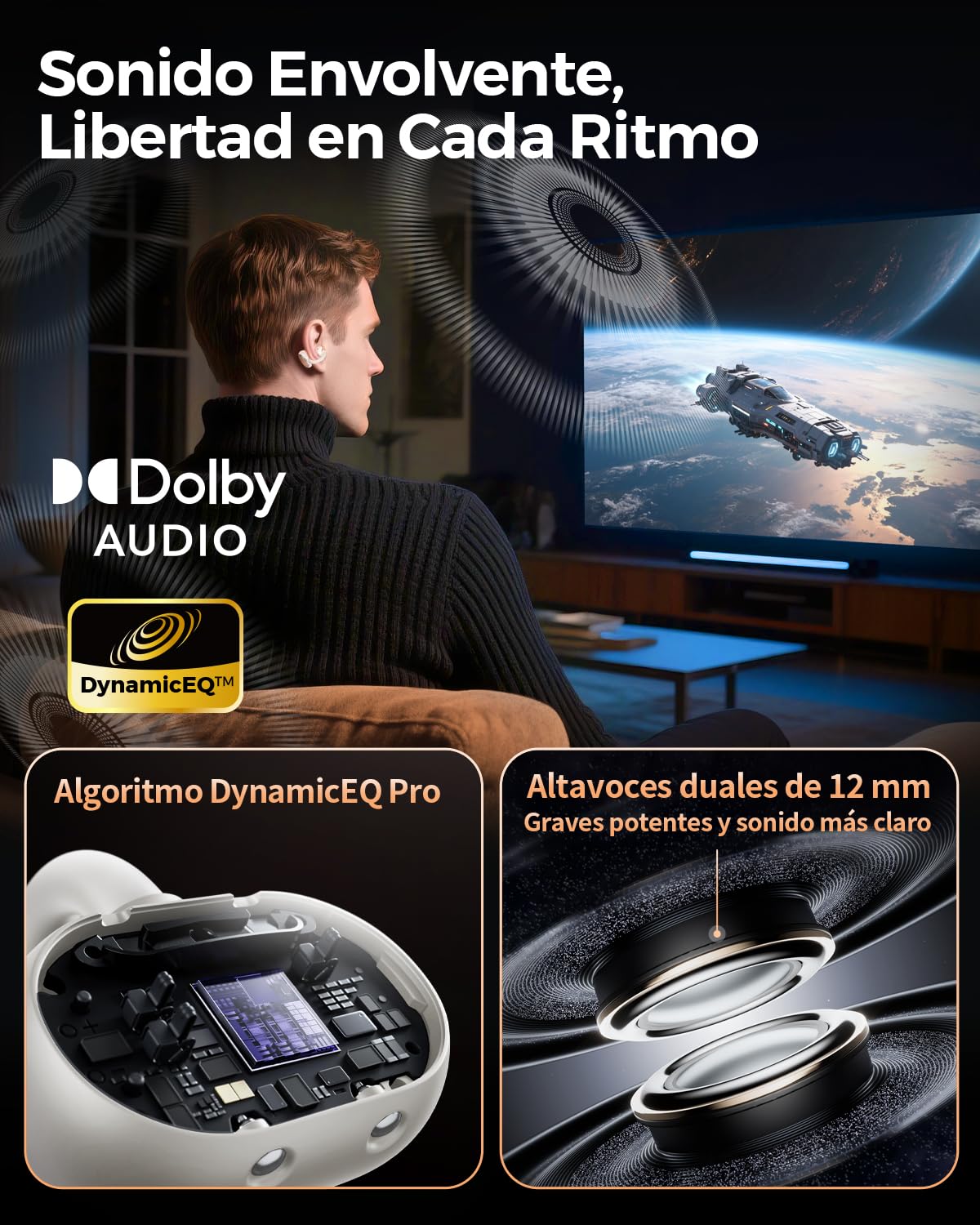 Audífonos Inalámbricos SoundPEATS Open Ear Bluetooth 6.0 Beige
