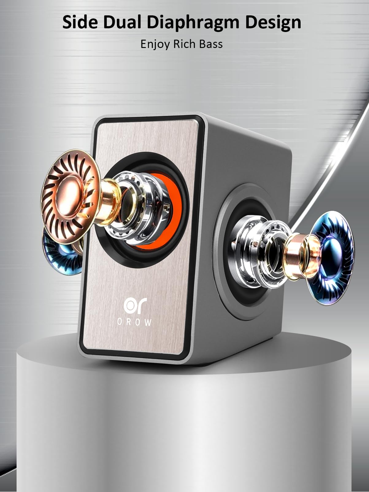OROW - Altavoces para computadora, mini altavoz de computadora de 12 W con control de volumen, altavoz AUX de 3,5 mm, altavoces USB alimentados para portátiles, ideales para PC/Monitor/Mac/iMac