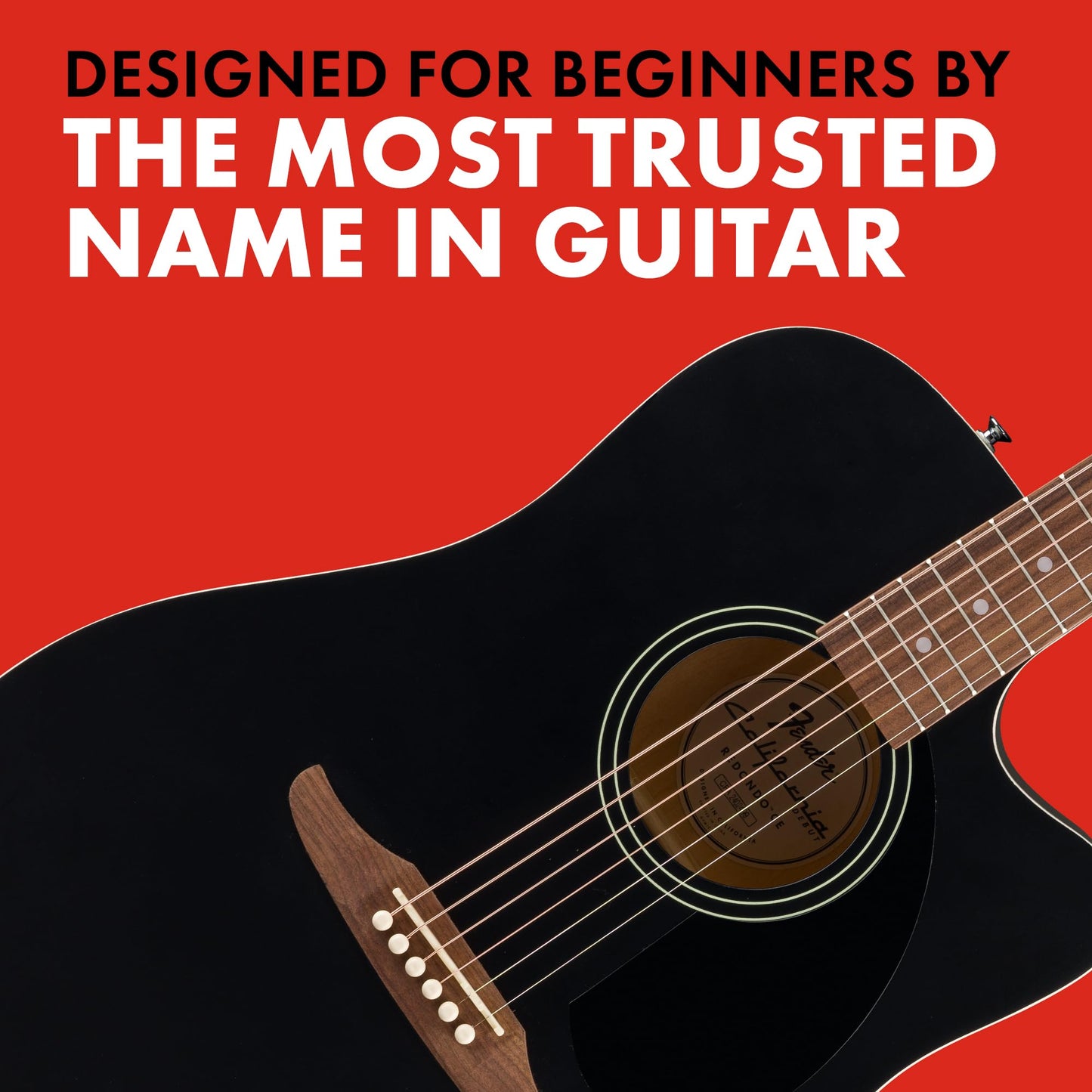 Fender Guitarra Electroacústica California Debut Redondo™ CE, Spruce Top, Black Pickguard, Black