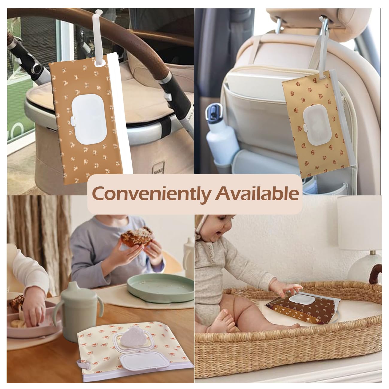 Soporte para toallitas para bebé, dispensador de toallitas, paquete de 3 recipientes recargables portátiles, funda reutilizable para toallitas de viaje para bebé, impermeable y a prueba de polvo